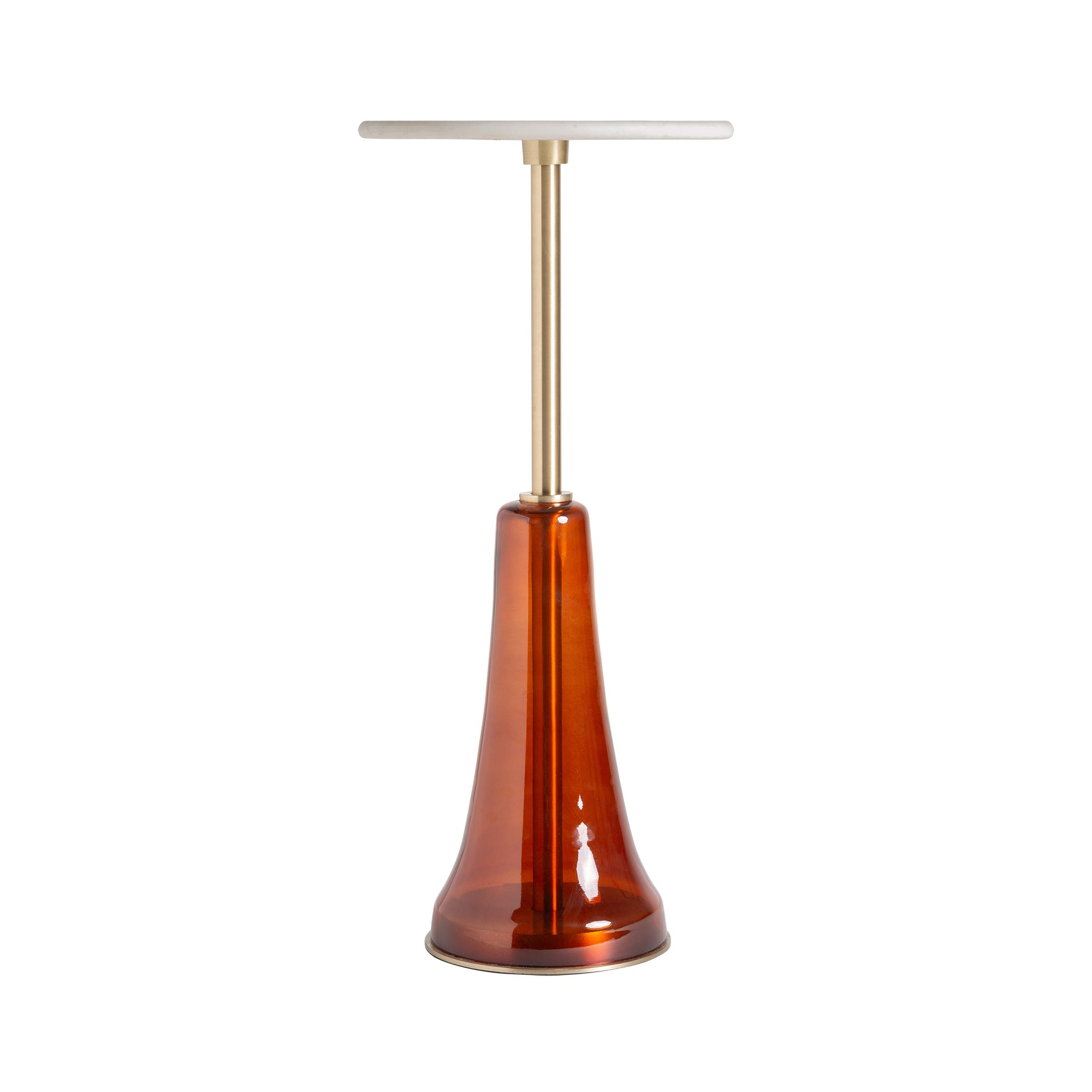Colmar Art Deco Side Table - Red Glass White Marble & Gold Steel