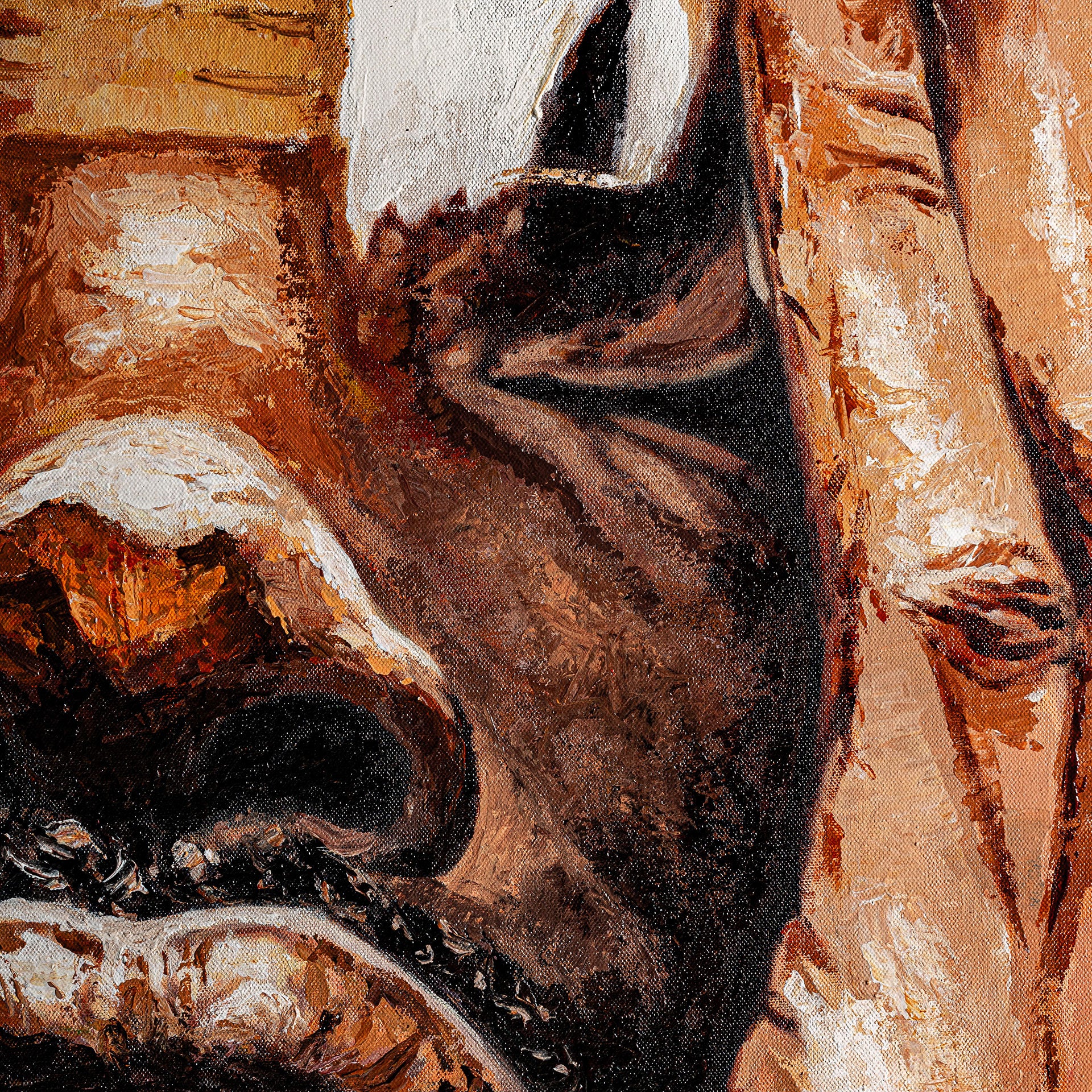 Yeray Contemporary Canvas Wall Art - Handmade Brown Abstract