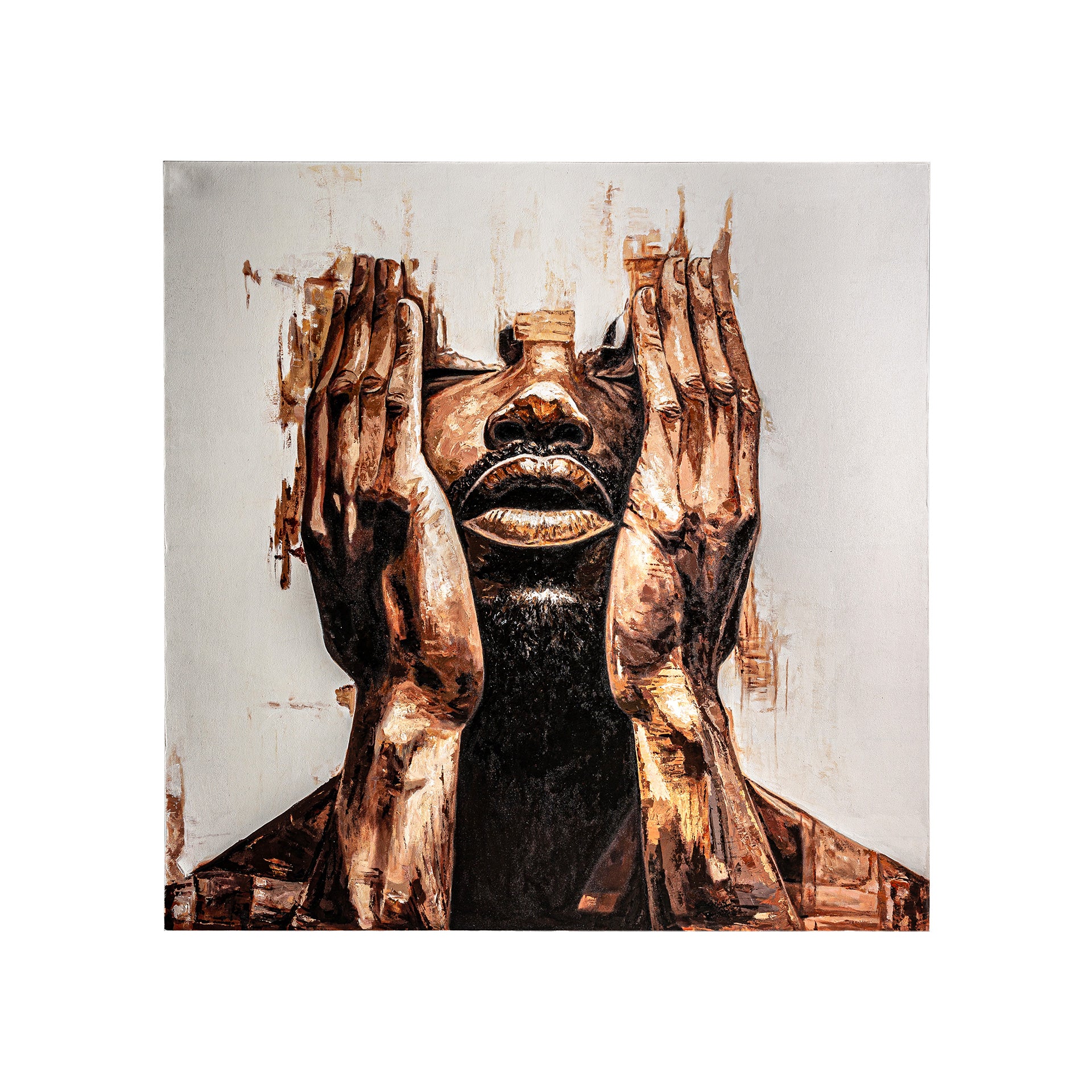 Yeray Contemporary Canvas Wall Art - Handmade Brown Abstract