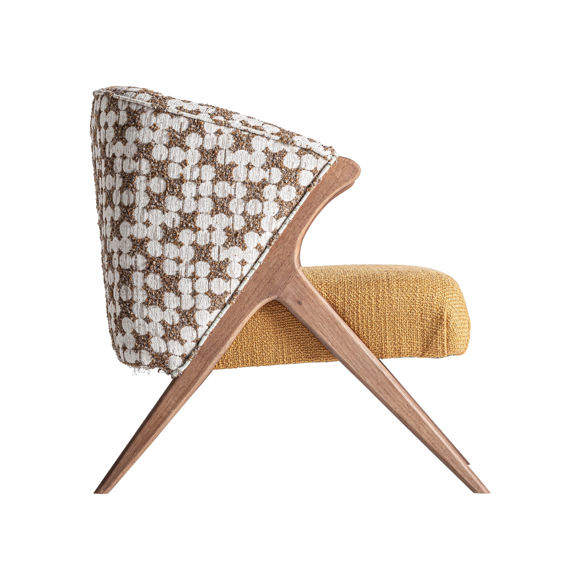 Dolving Classic Armchair - Ochre Polyester with Pine Wood Frame