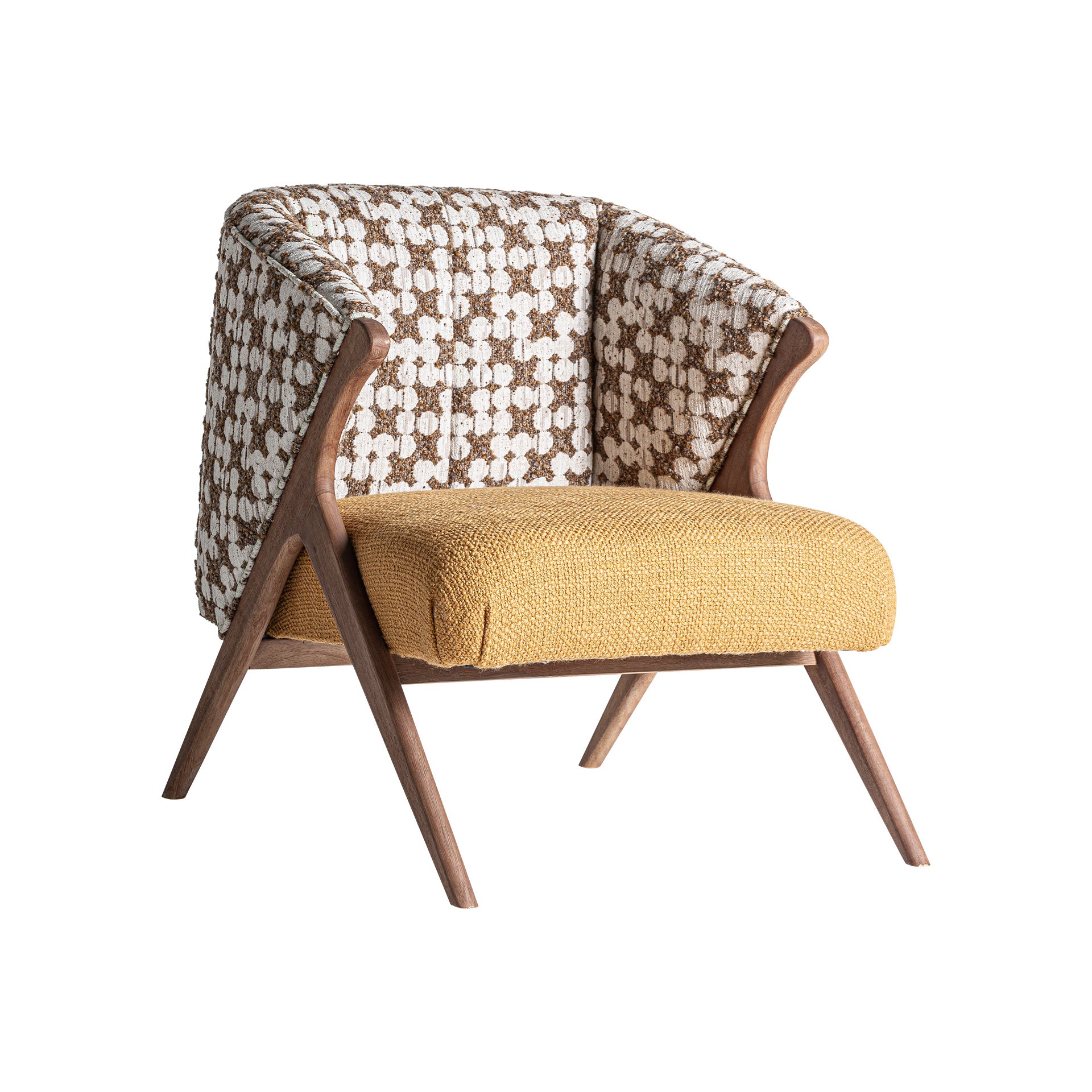 Dolving Classic Armchair - Ochre Polyester with Pine Wood Frame