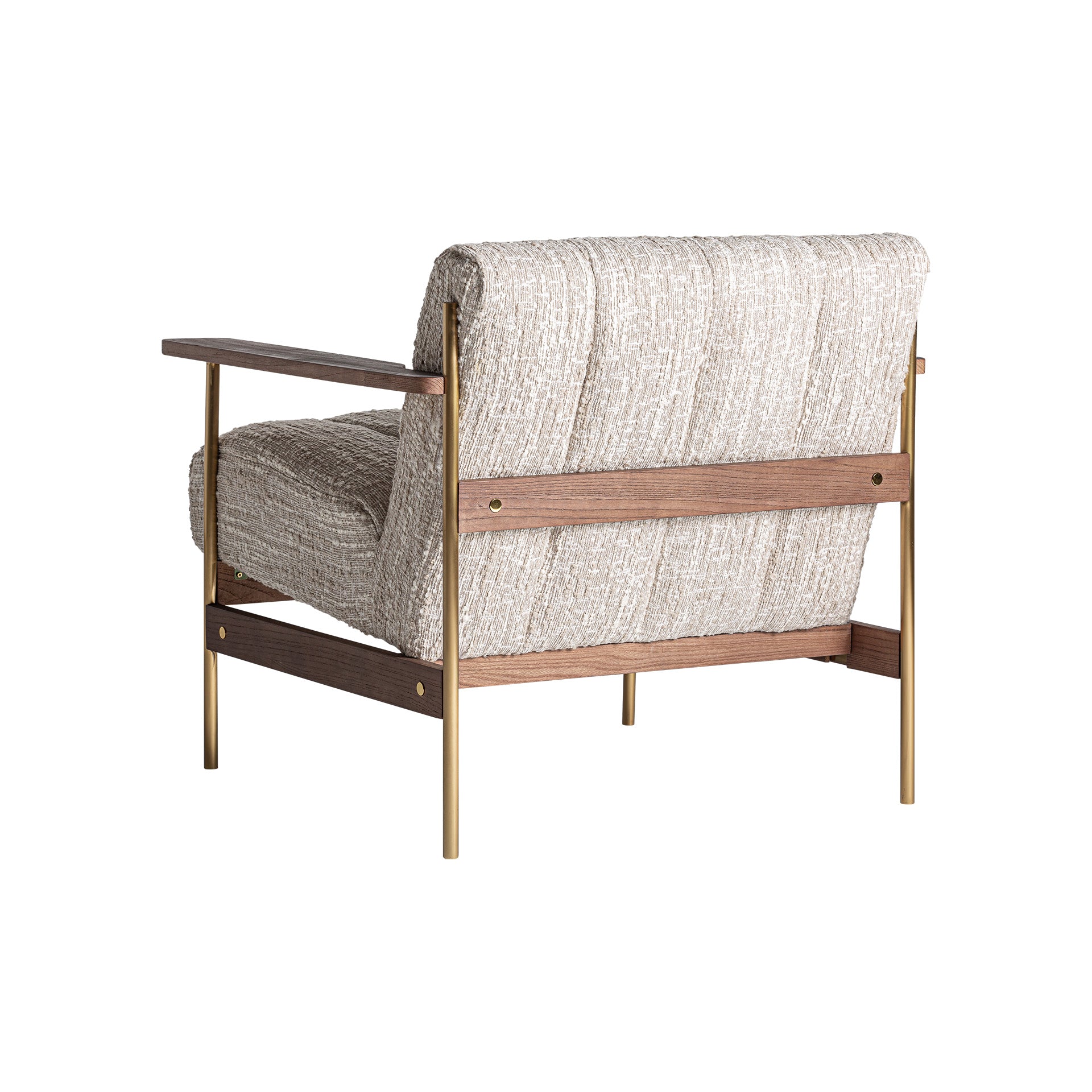 Habouey Art Deco Armchair - Beige Marbled Polyester with Gold Steel Frame