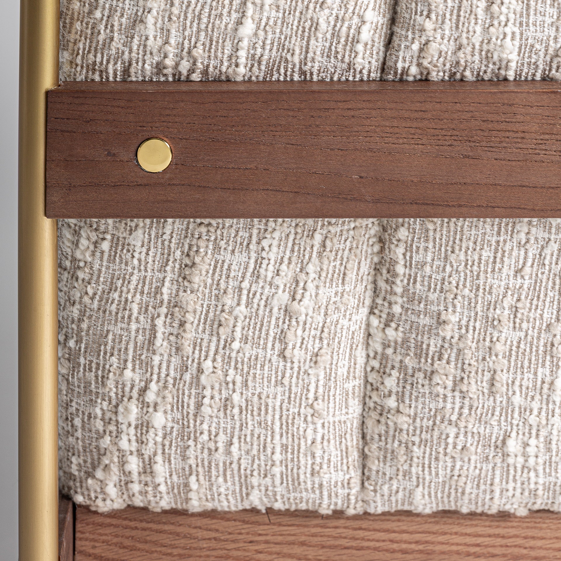 Habouey Art Deco Armchair - Beige Marbled Polyester with Gold Steel Frame