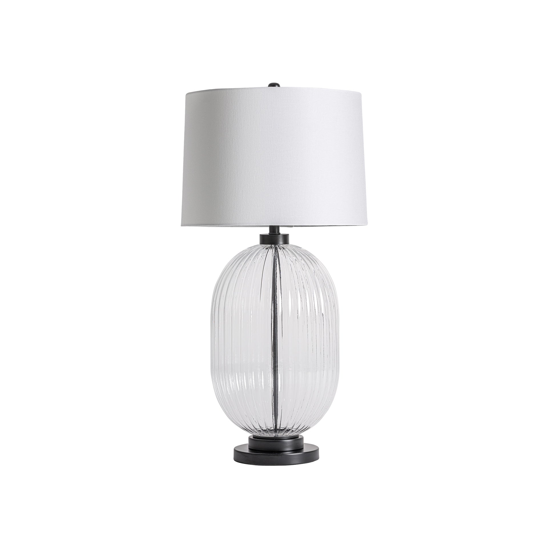Classic Glass Table Lamp with Linen Shade