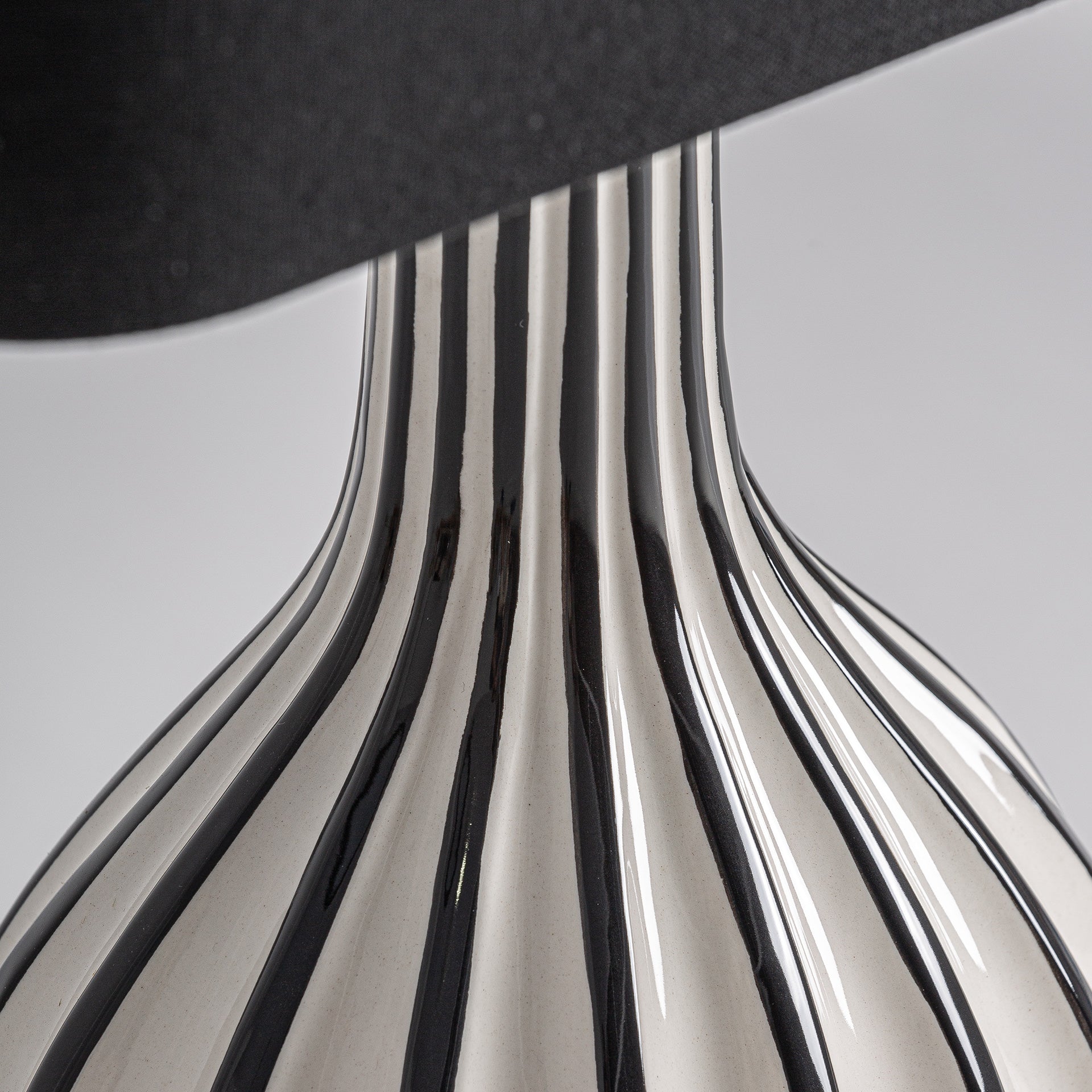 White Ceramic Table Lamp with Black Linen Shade