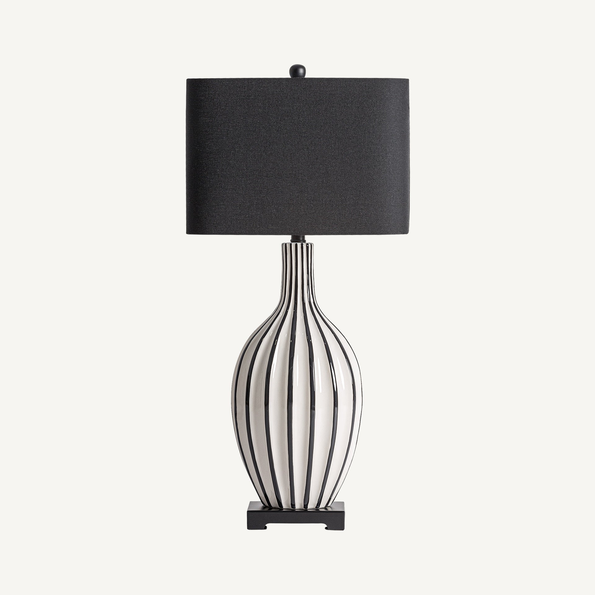 White Ceramic Table Lamp with Black Linen Shade