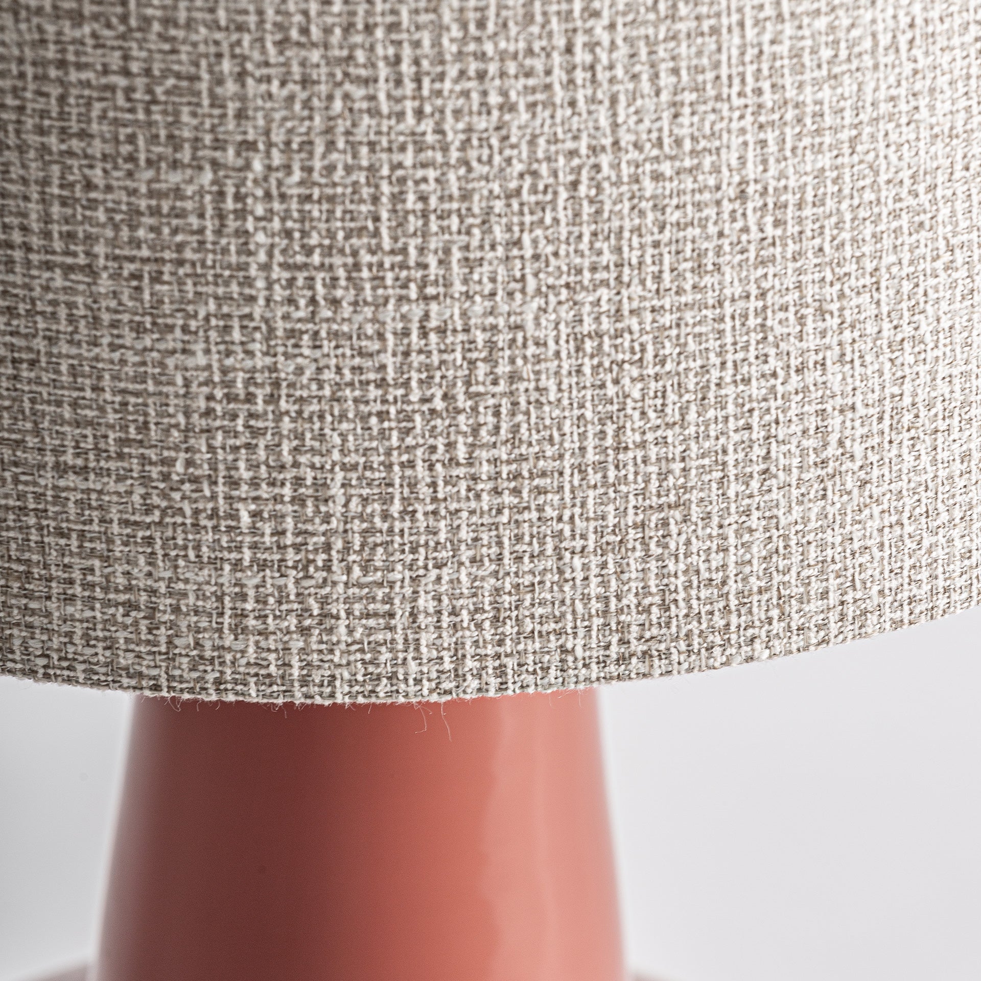 Contemporary Terracotta Glass Table Lamp with Beige Linen Shade