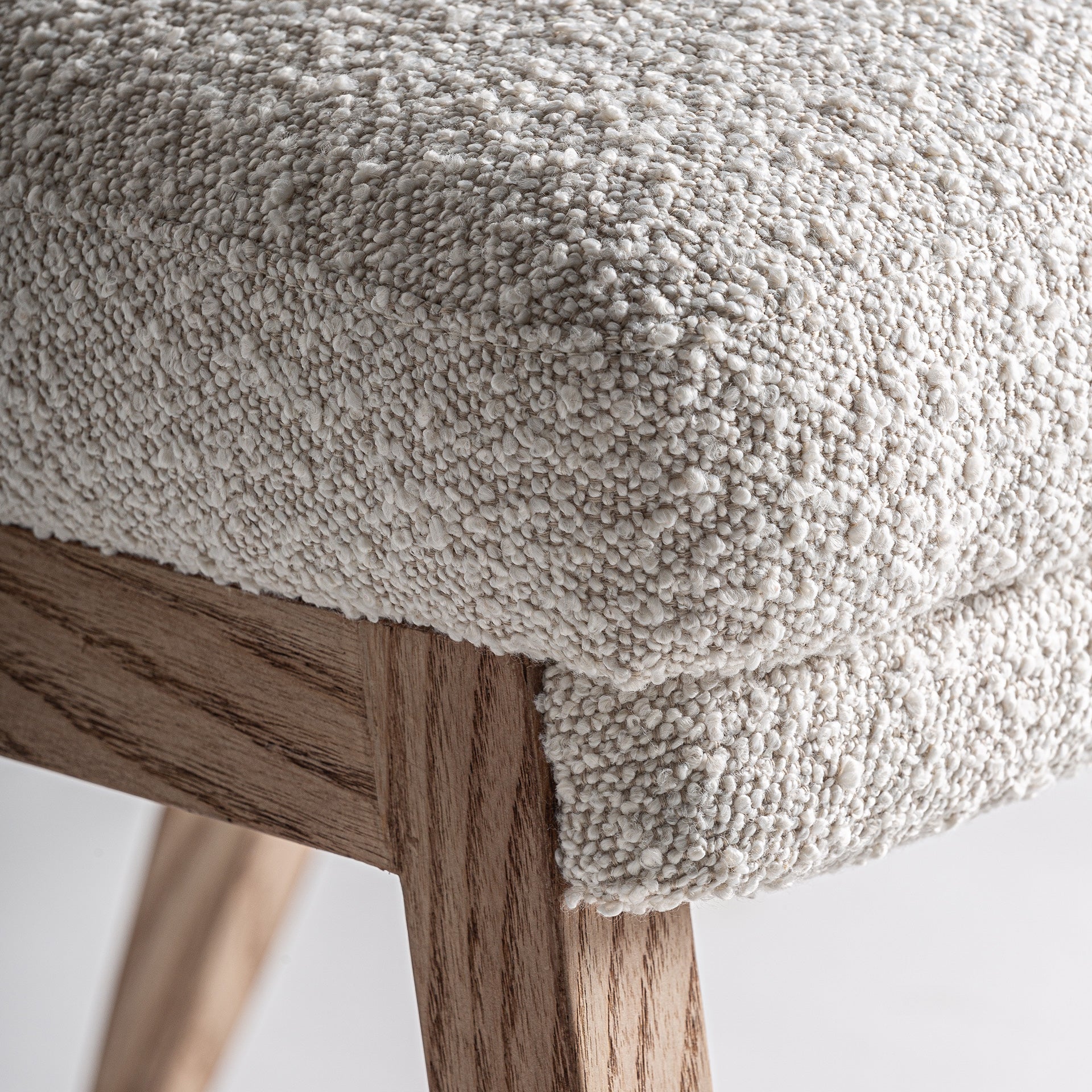 Prati Bouclé Lounge Chair - Contemporary Pine & White Cotton