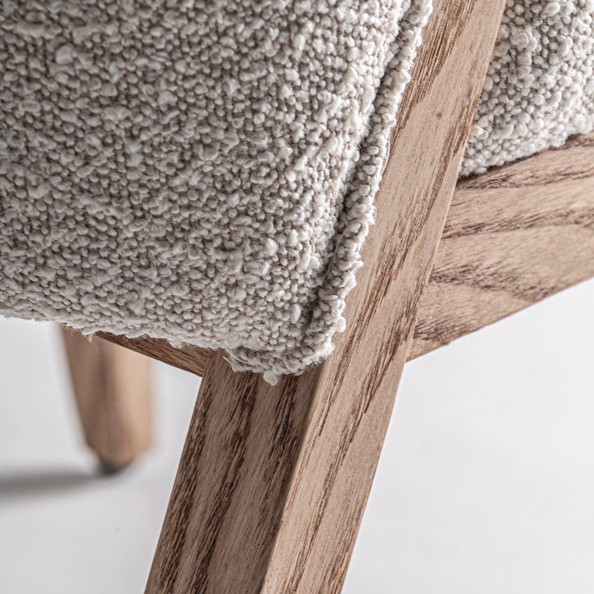 Prati Bouclé Lounge Chair - Contemporary Pine & White Cotton