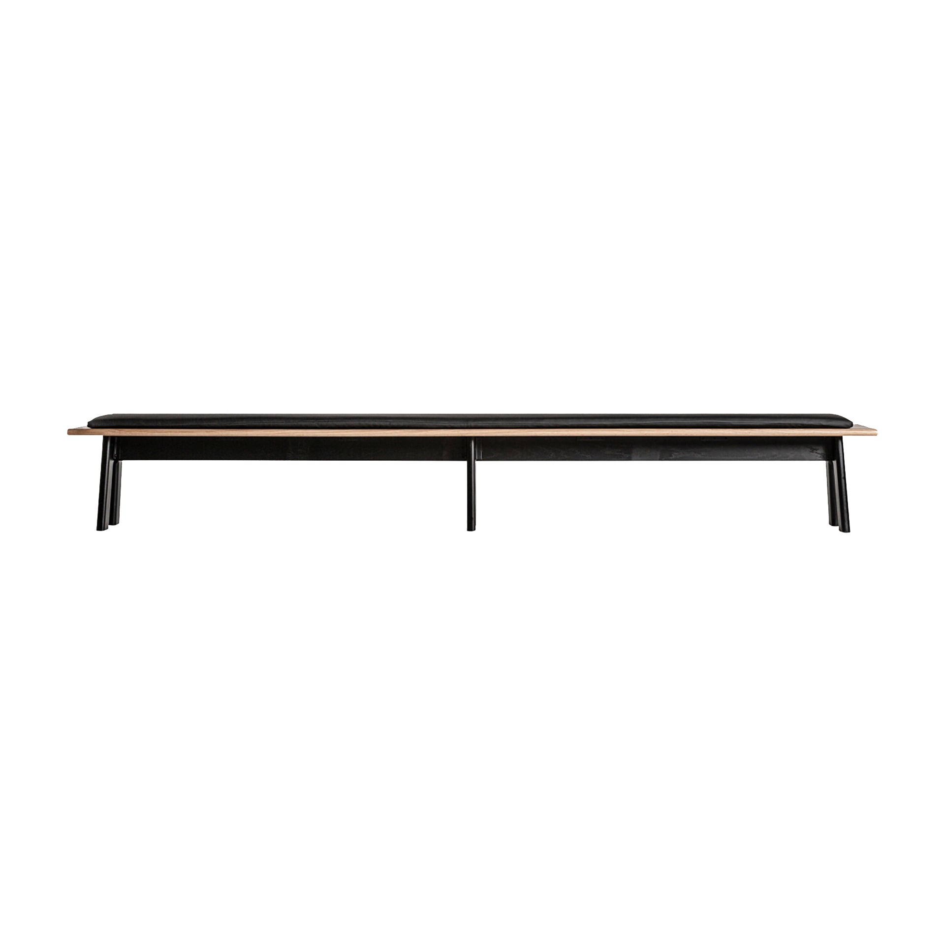 NARA Contemporary Oak Bench with Black Faux Leather