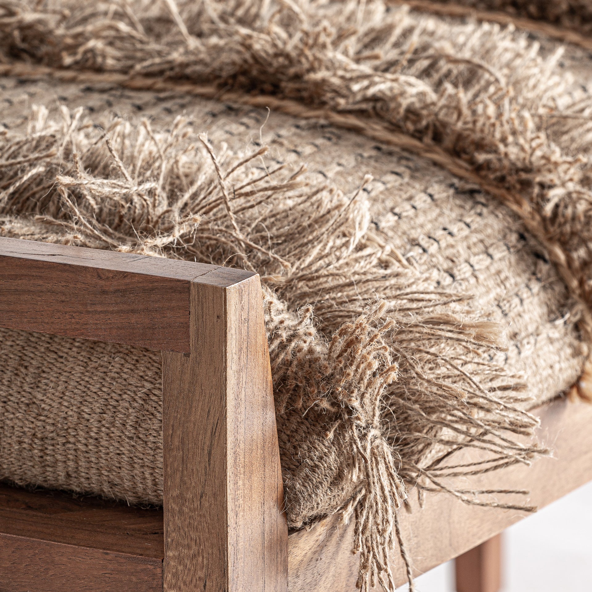 Corao Boho Bench - Mango Wood & Cotton Seating