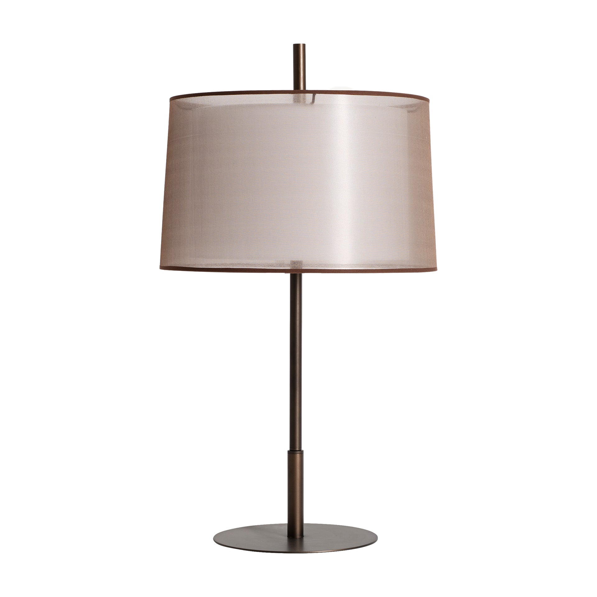 Amelie Art Deco Table Lamp - Bronze Steel & Beige Shade
