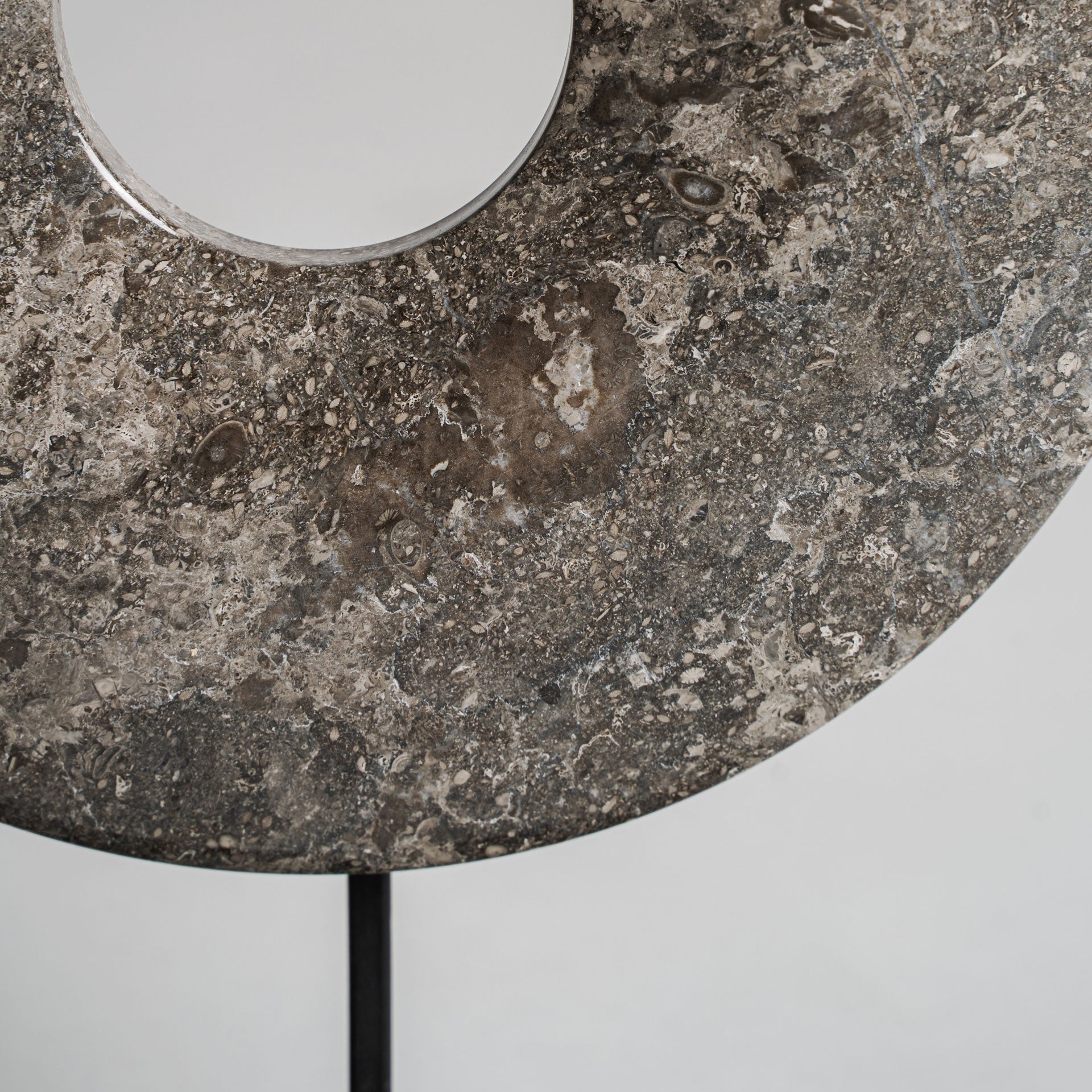 Nordic Grey Marble Decorative Figure with Black Iron Base