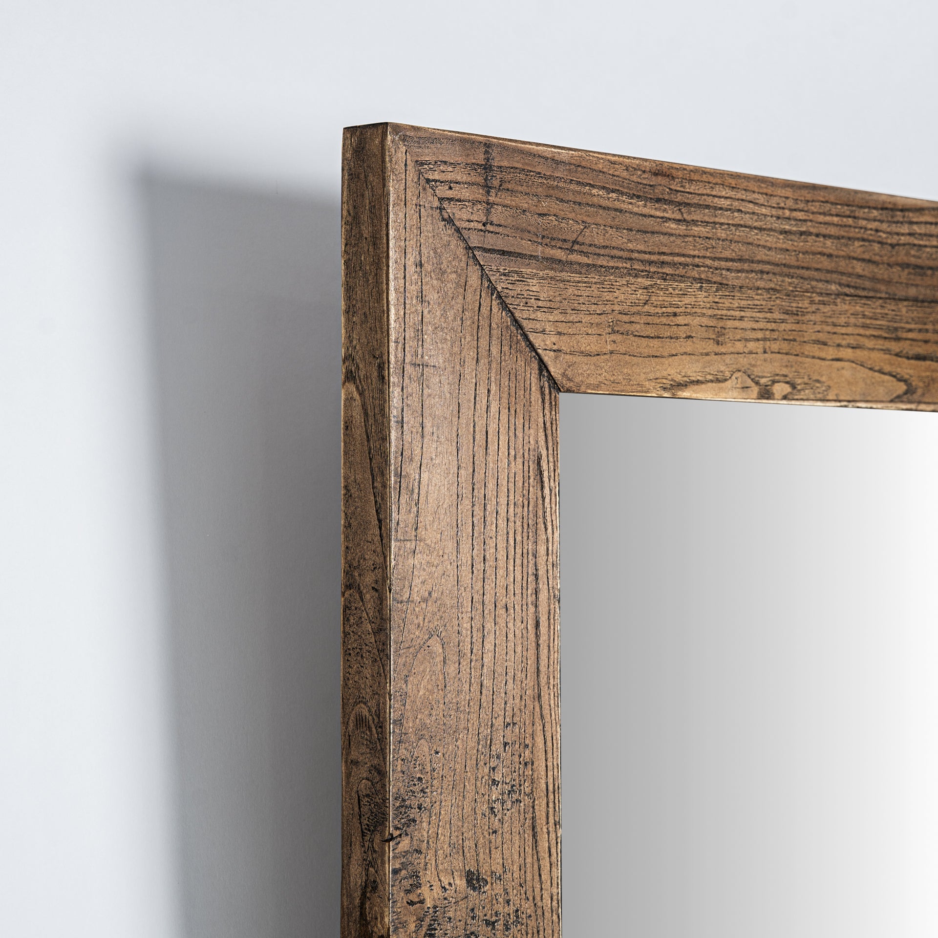 Norvik Contemporary Elm Wood Mirror - Brown Frame