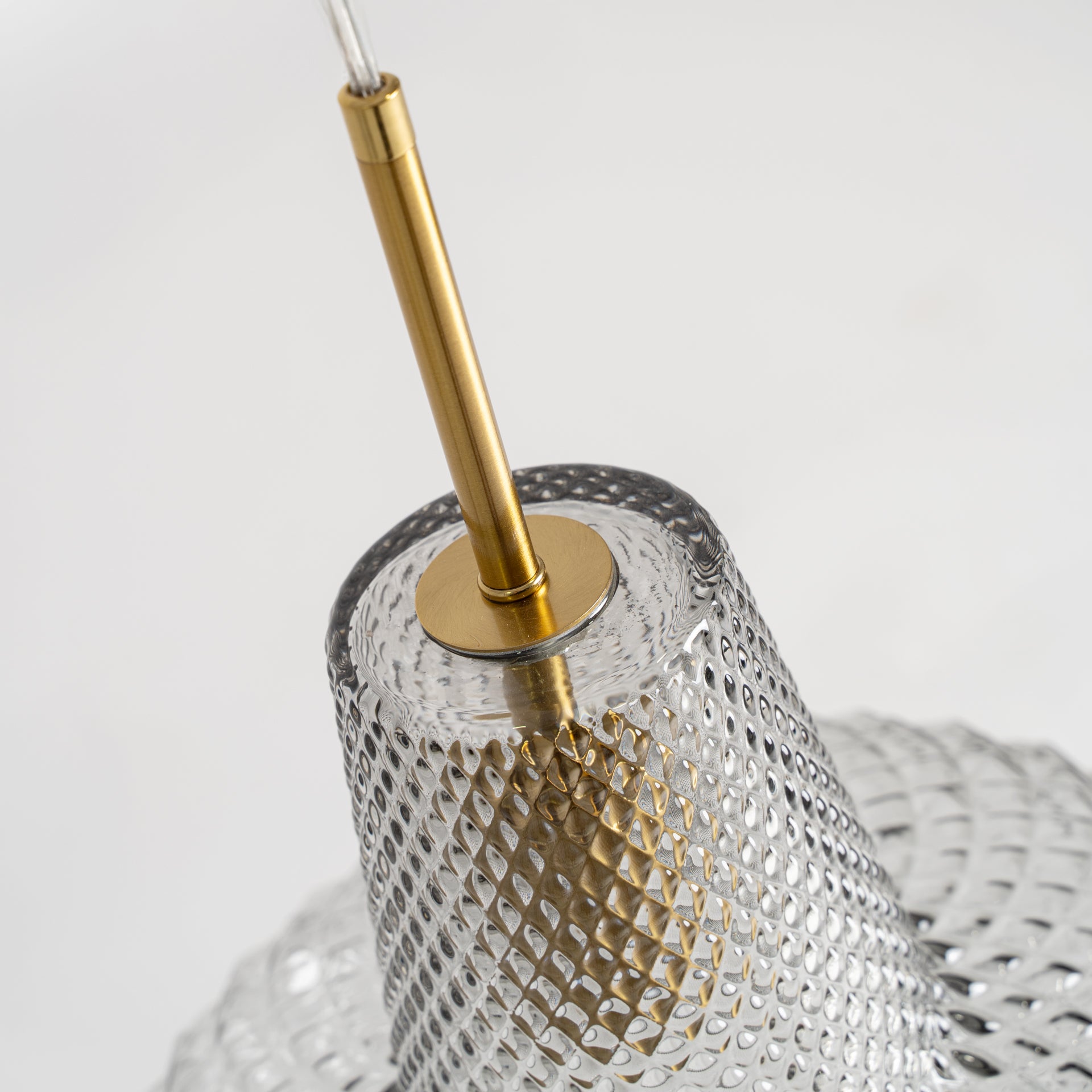Candela Vintage Crystal Ceiling Lamp - Ribbed Glass with Gold Iron