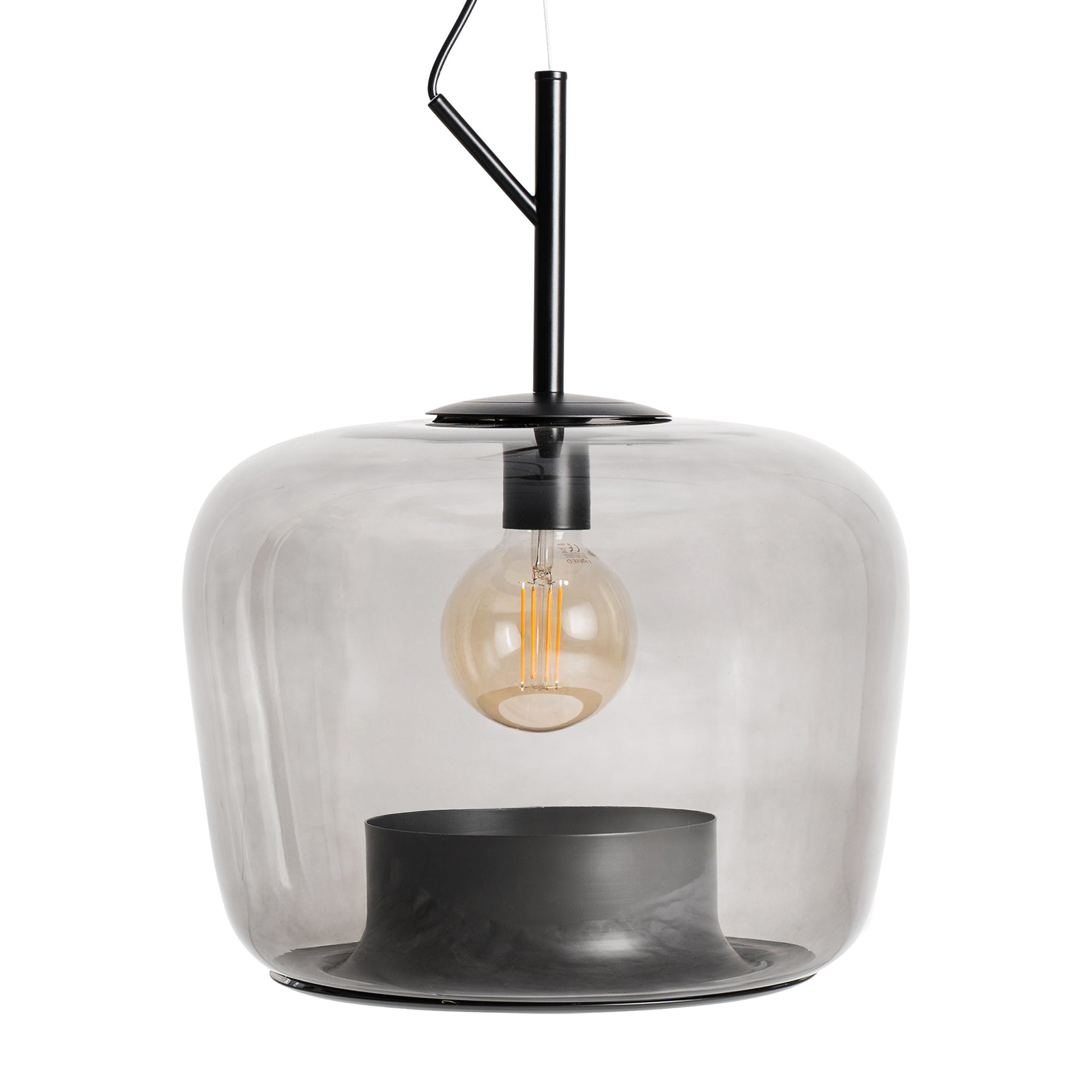 Helen Grey Crystal Ceiling Lamp - Contemporary Iron & Glass Pendant Light