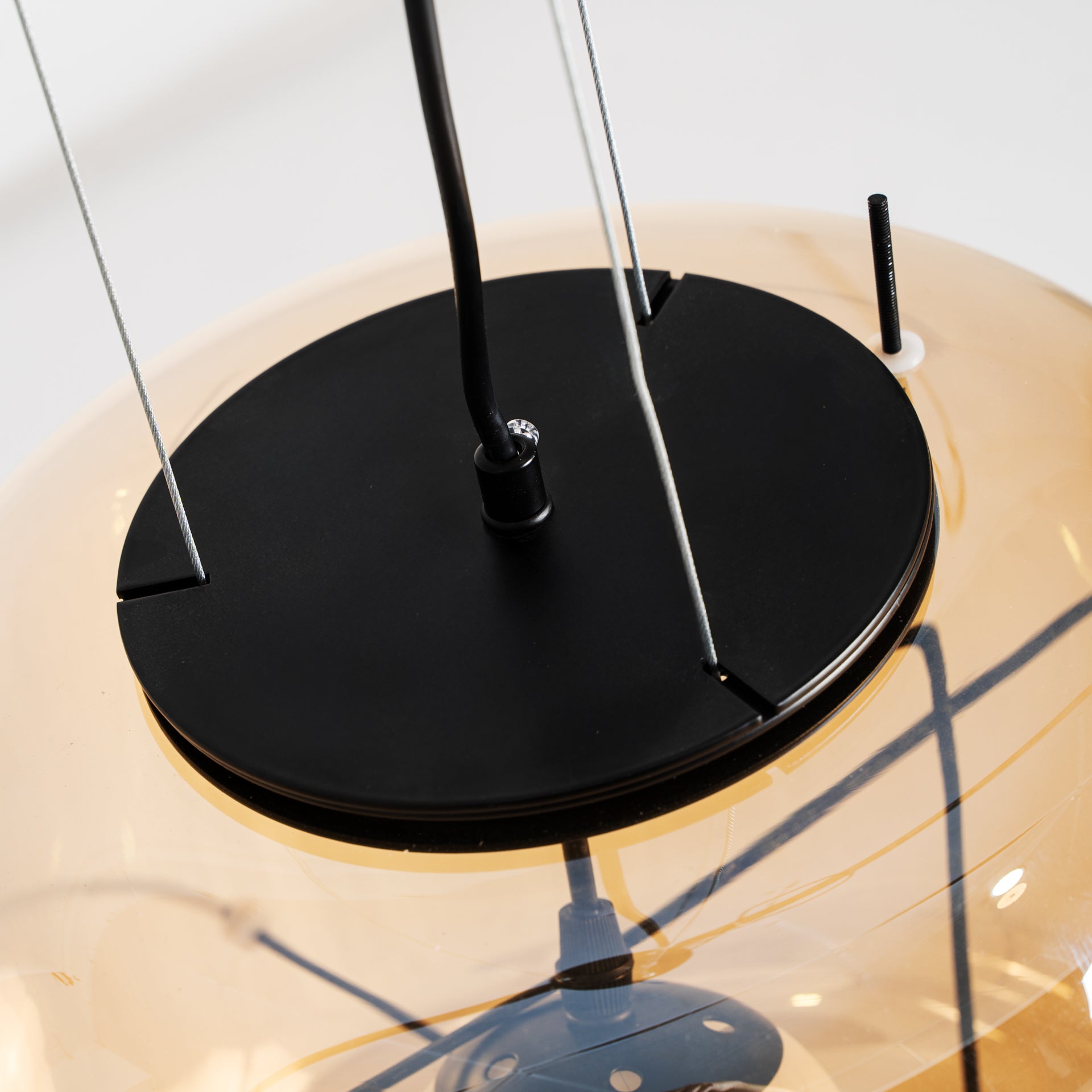Contemporary Crystal Ceiling Lamp - Light Brown & Black Iron
