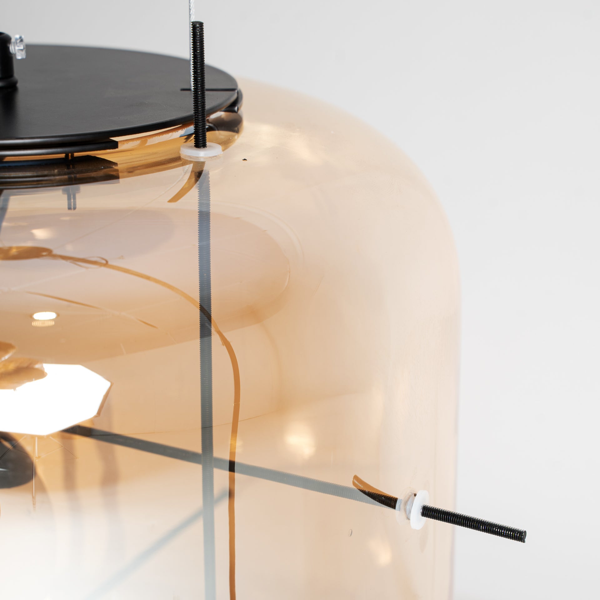 Contemporary Crystal Ceiling Lamp - Light Brown & Black Iron