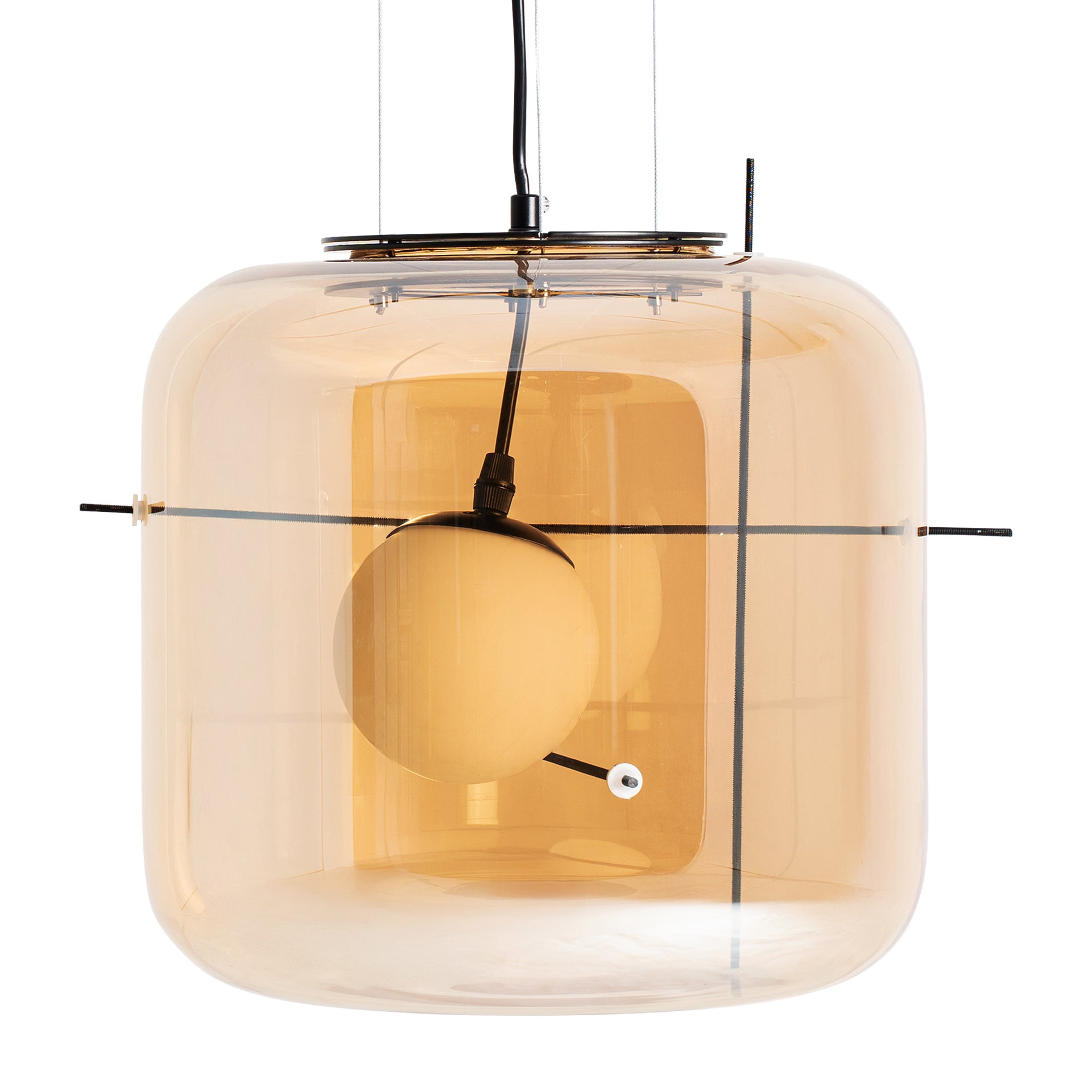 Contemporary Crystal Ceiling Lamp - Light Brown & Black Iron