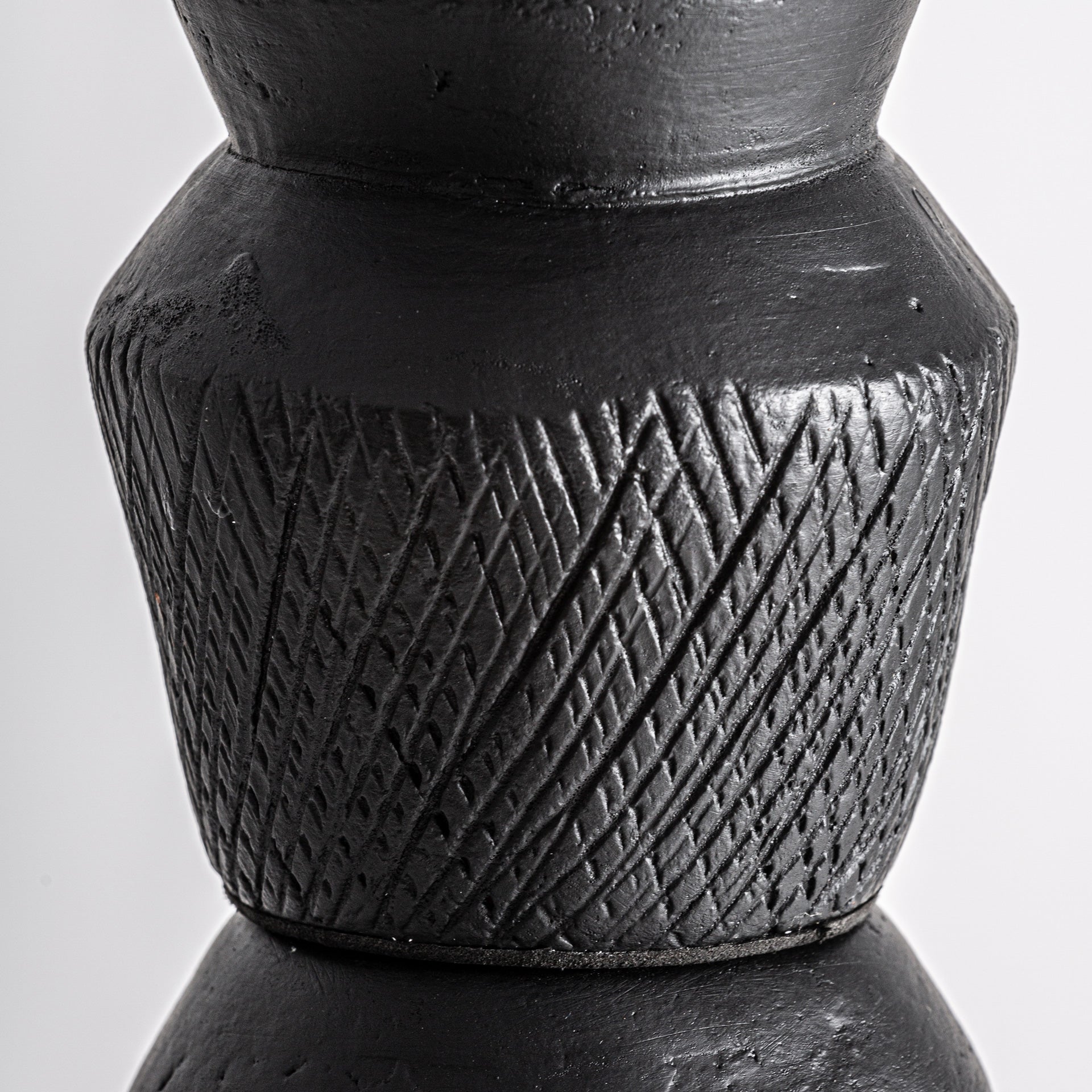 SOMA Minimalist Decorative Figure - Black Terracotta & Marble Sculpture