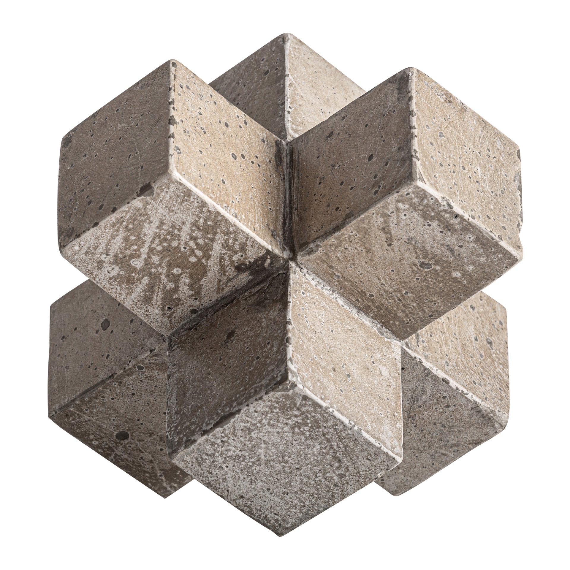 KUBO Concrete Decorative Figure - Contemporary Beige Sculpture