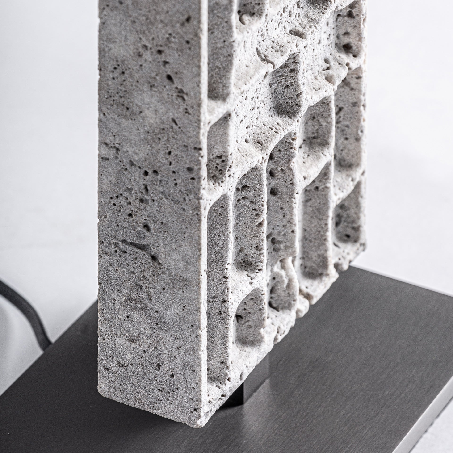 Marmor Contemporary Table Lamp in Grey Marble & Black Iron
