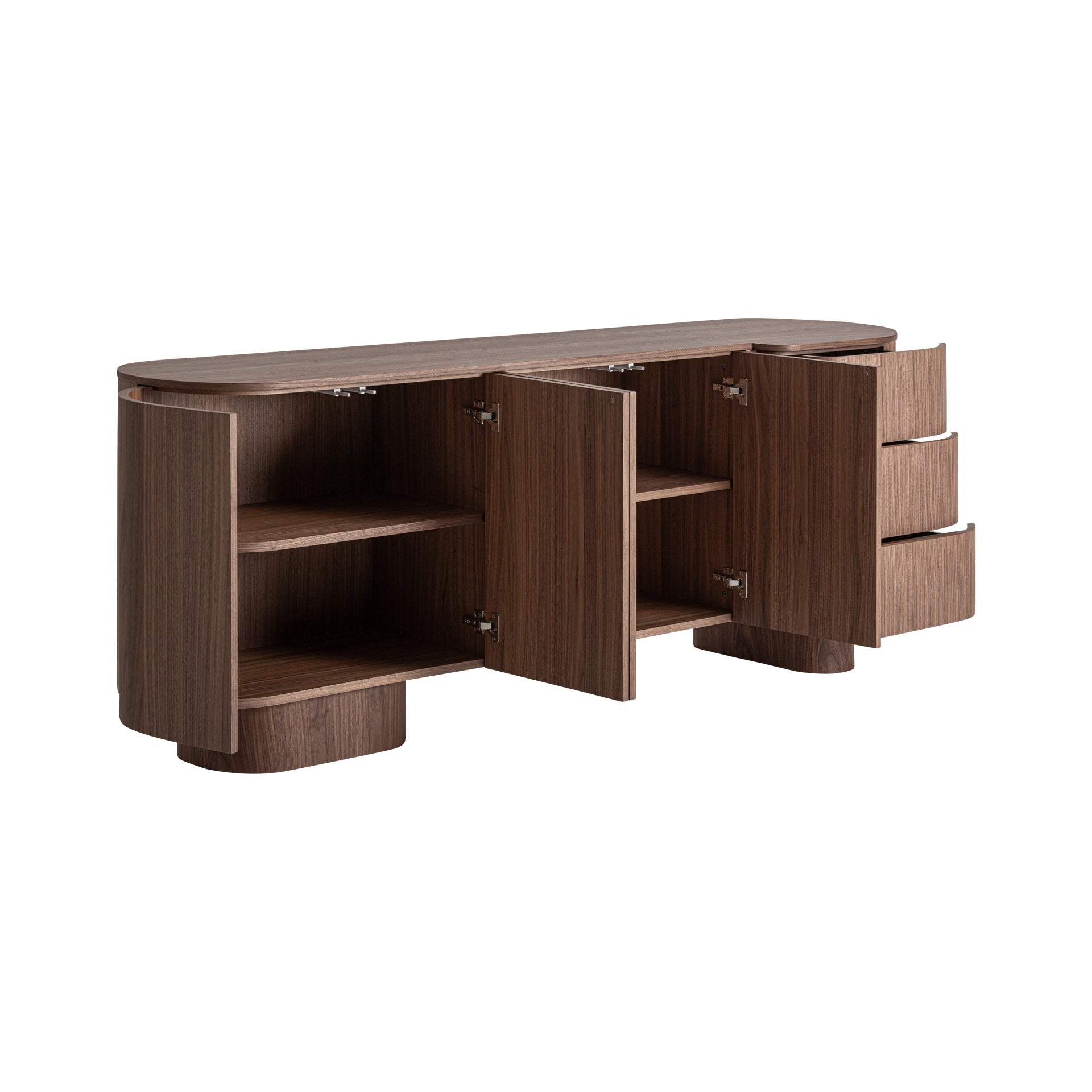 Kexby Sideboard - Contemporary Brown Walnut Veneer Storage Cabinet
