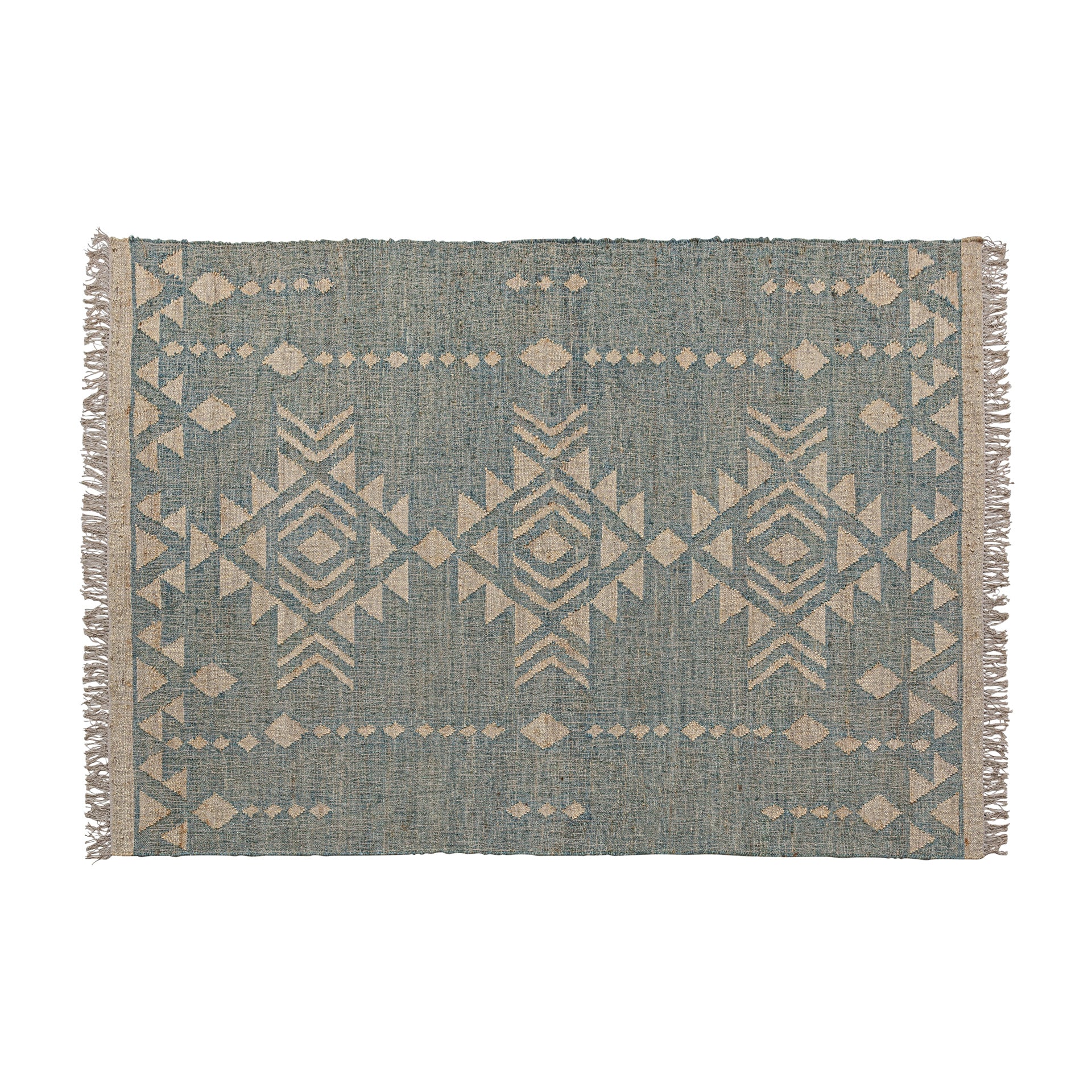 Kozakura Blue Jute Carpet with Cotton Accents