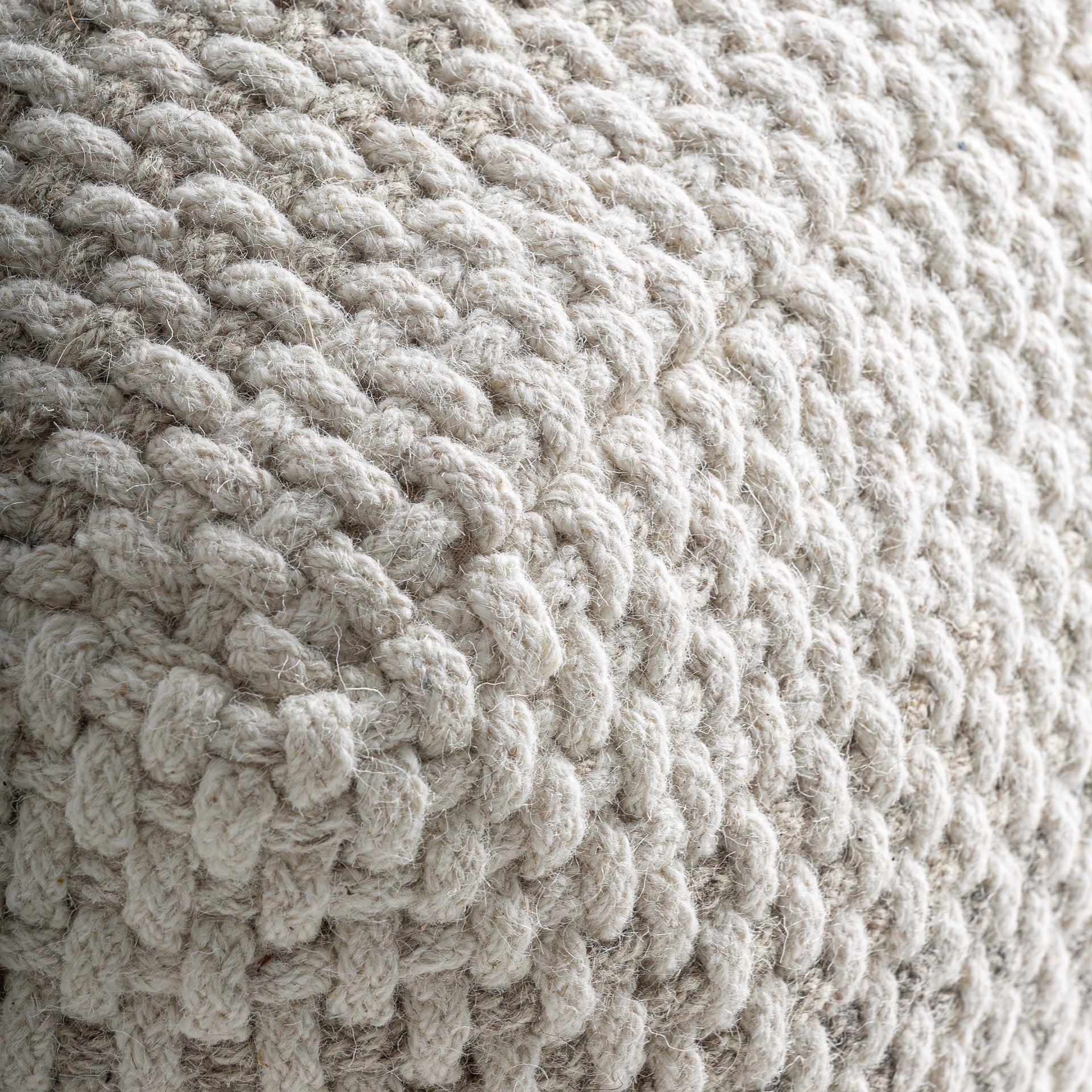 Koto Puff - Classic Wool Footrest in Off White & Grey