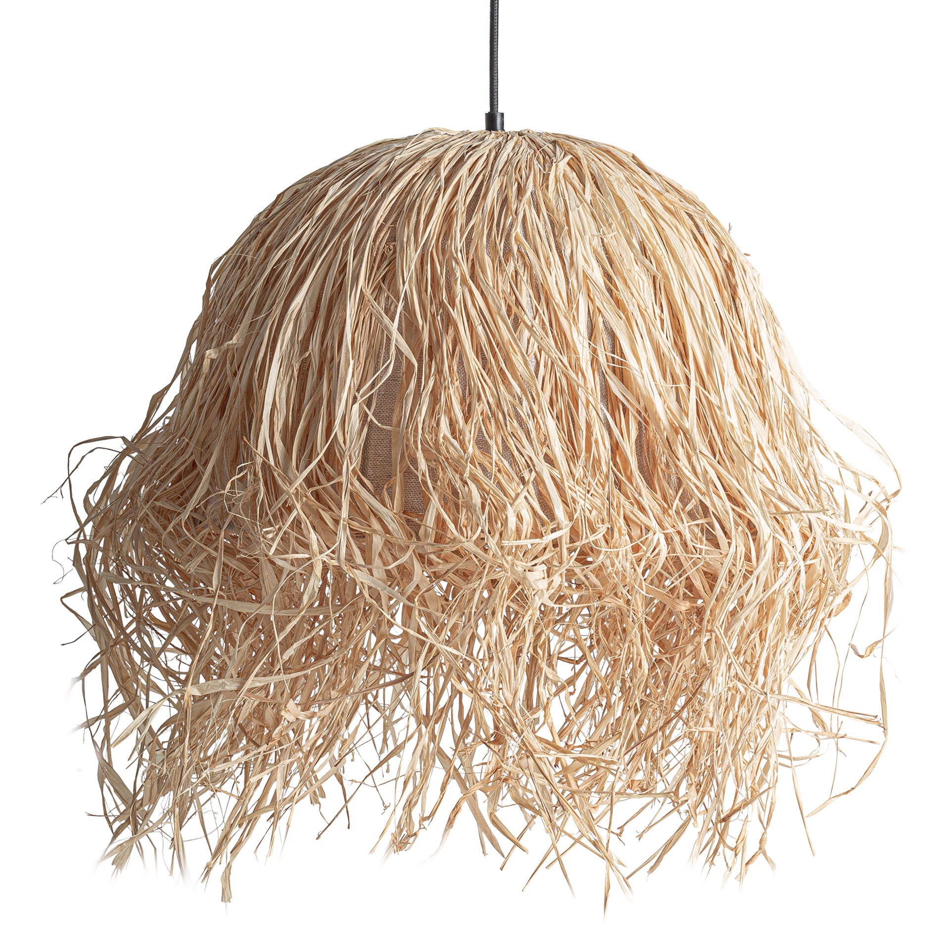 Paper Ceiling Lamp - Light Brown & Black Iron Pendant Light