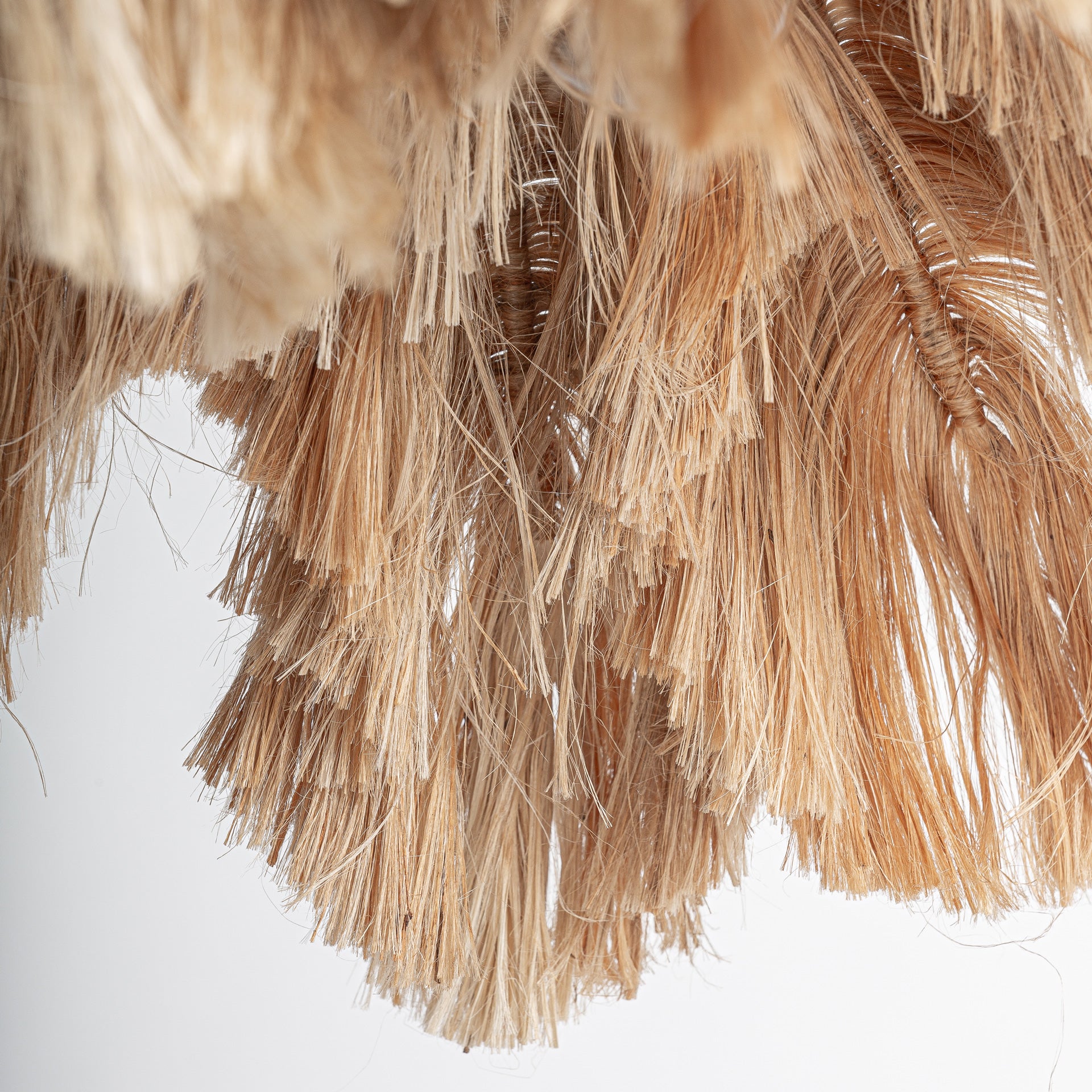 Natural Fiber Ceiling Lamp - Beige Woven Pendant Light with Black & Gold Accents