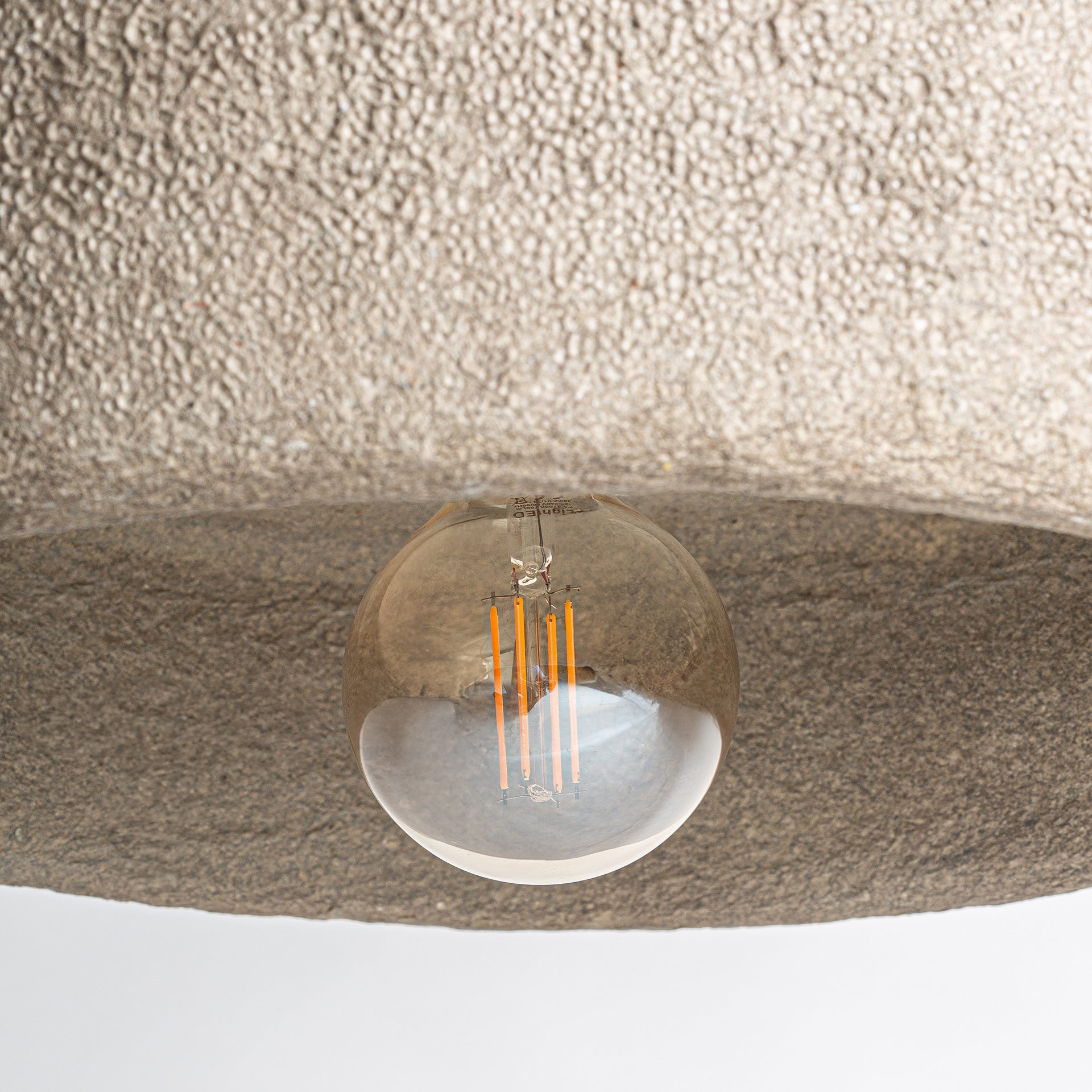 Grey Paper Mache Ceiling Lamp with Black Iron Frame