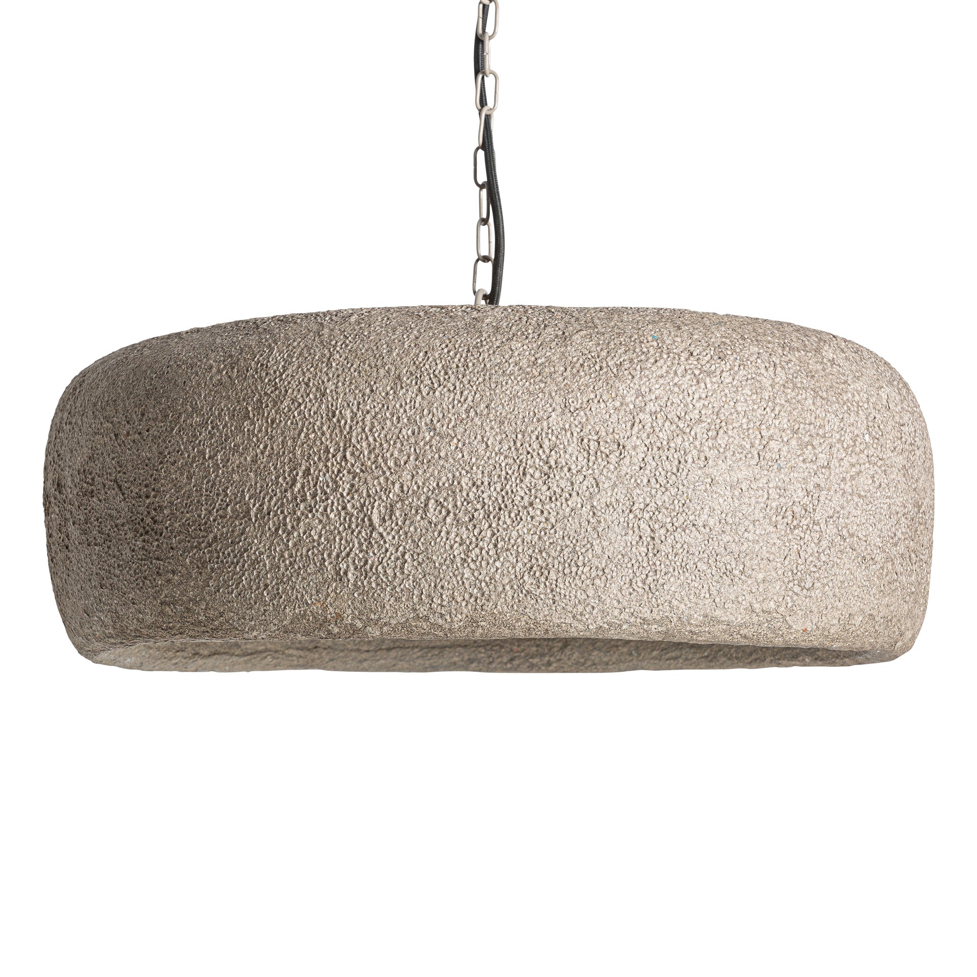 Grey Paper Mache Ceiling Lamp with Black Iron Frame