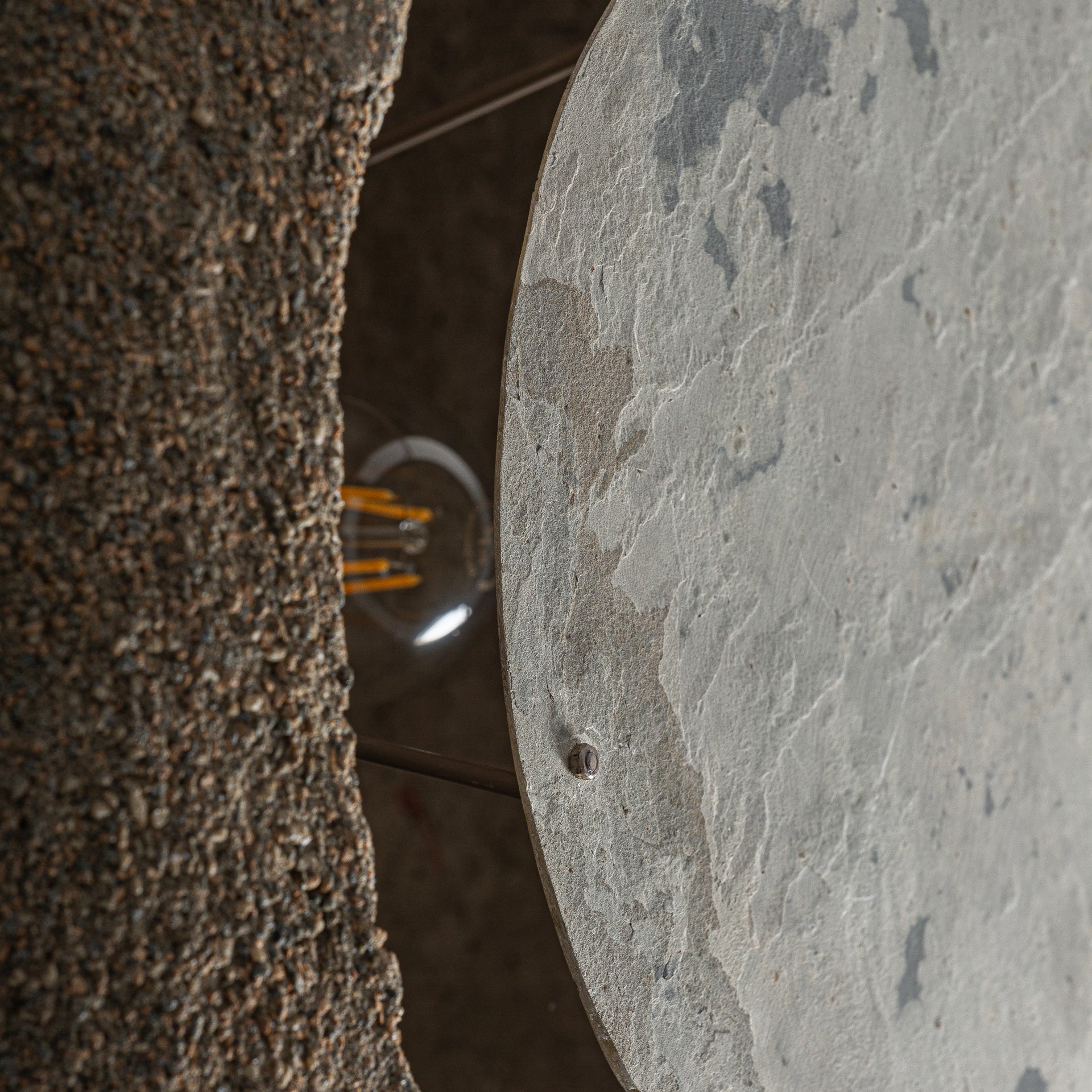 Grey Concrete Wall Lamp with Stone Accent
