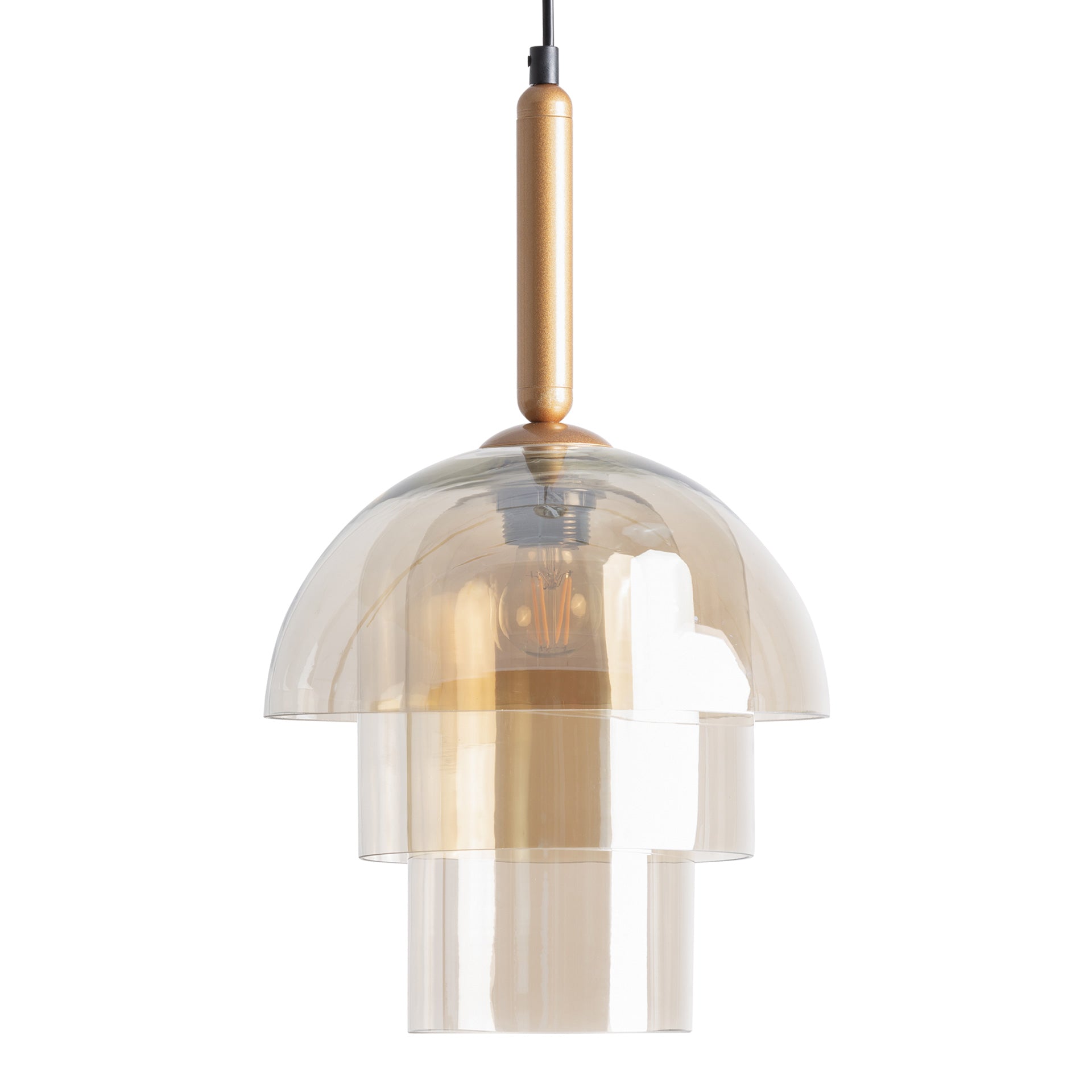 Crystal Grey Ceiling Lamp with Golden Steel Accents