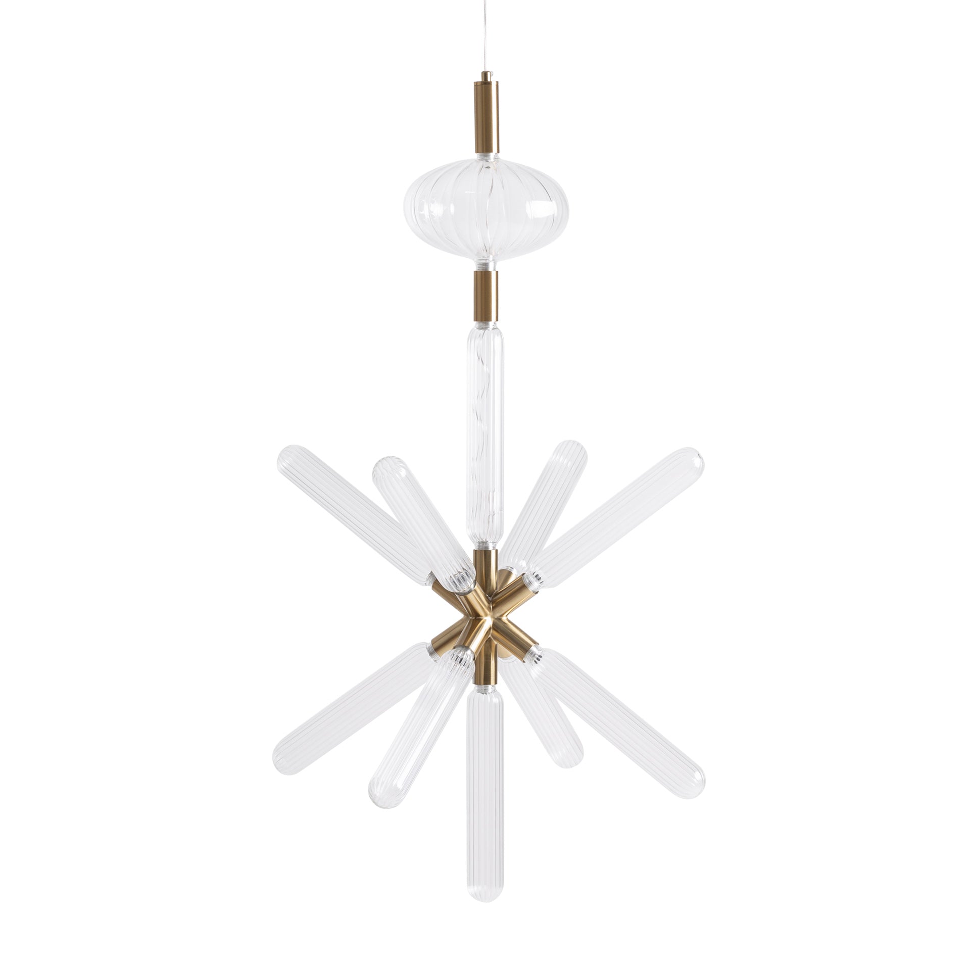 Crystal Ceiling Lamp with Bronze Steel Frame