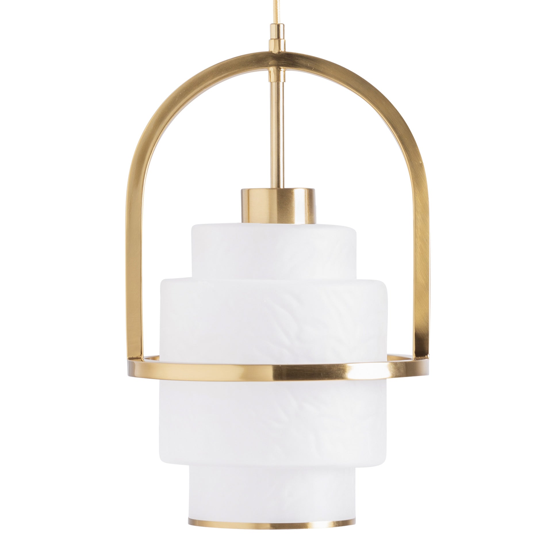 White Crystal Ceiling Lamp with Bronze Steel Frame