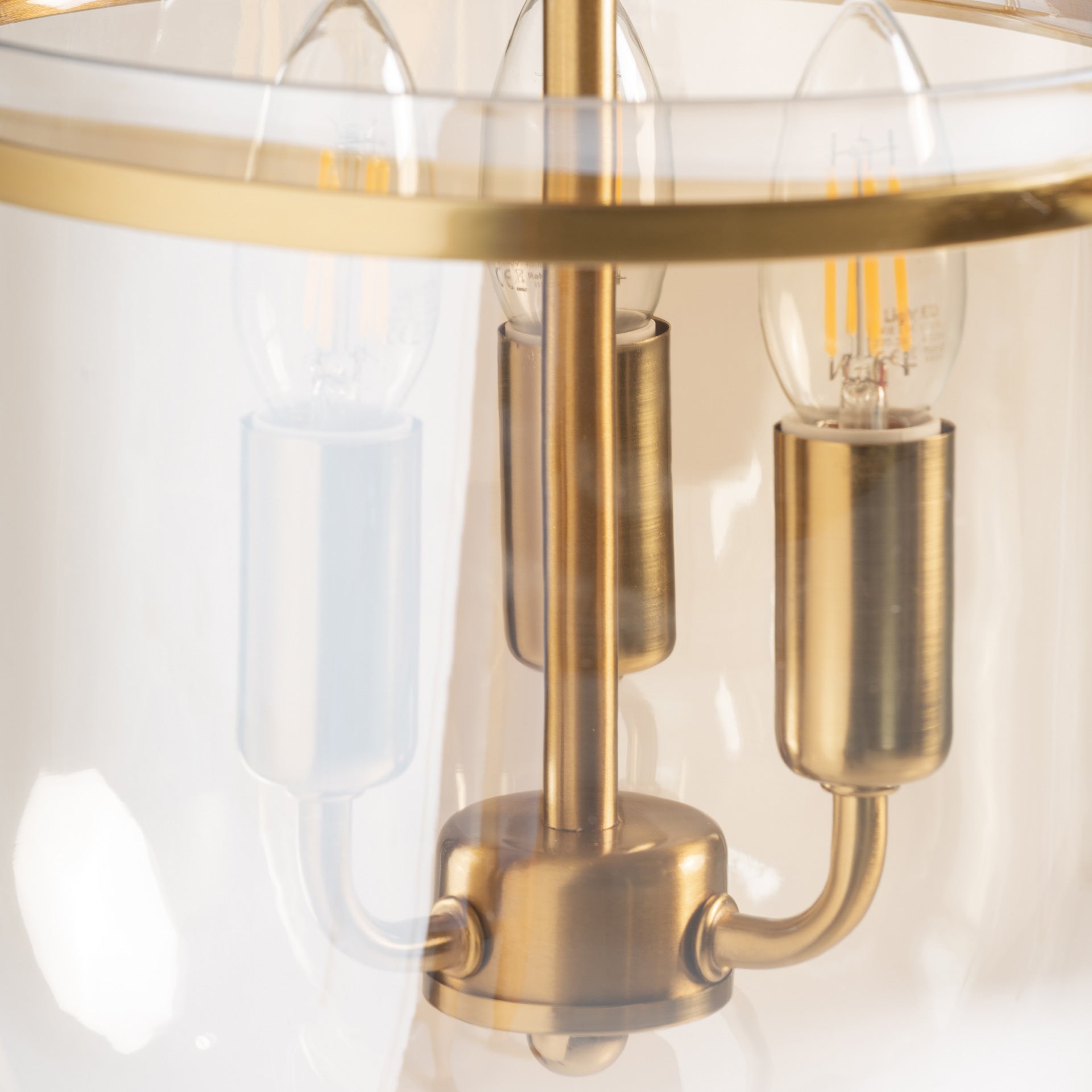 Crystal Ceiling Lamp with Golden Steel Frame