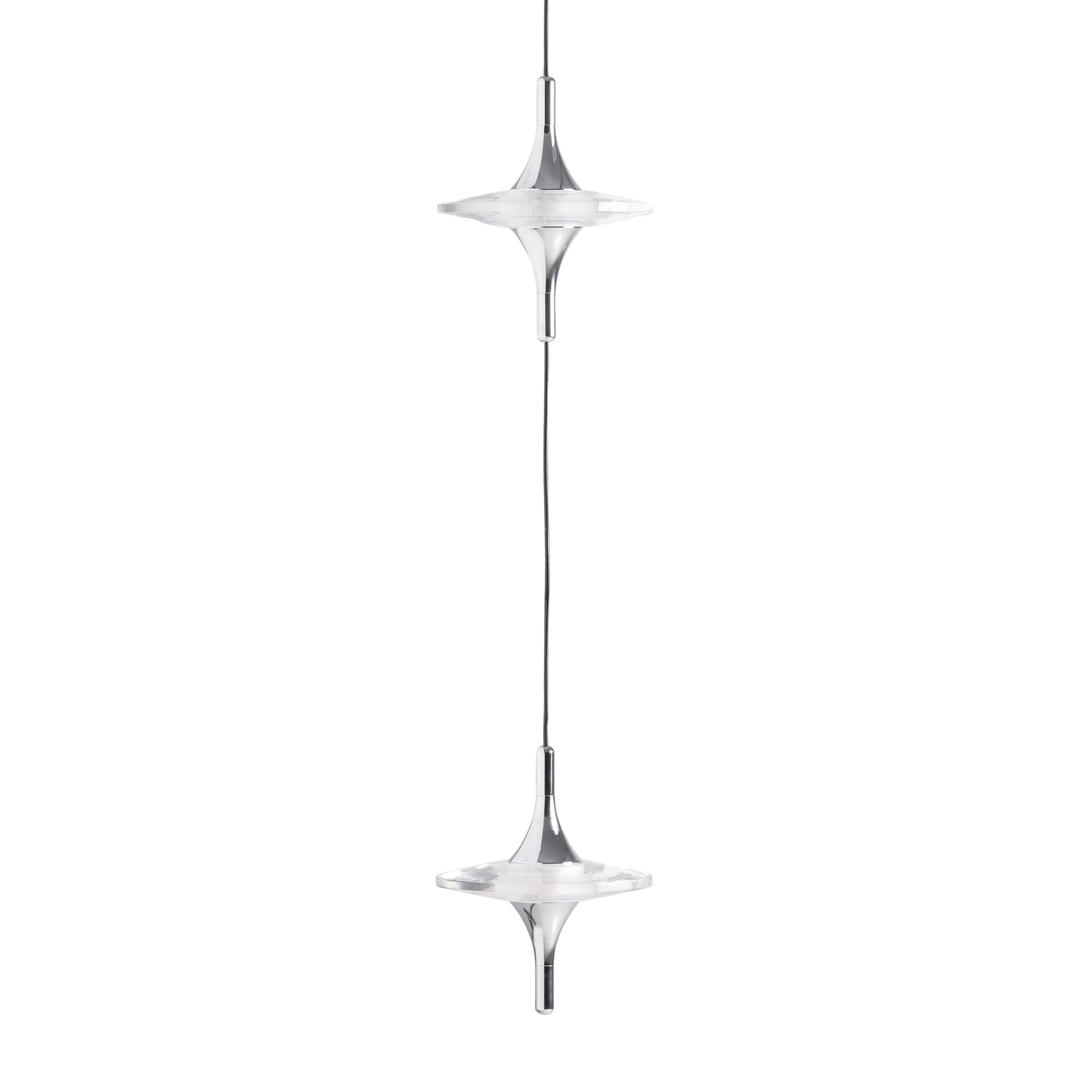 Crystal Ceiling Lamp with Silver Steel Frame
