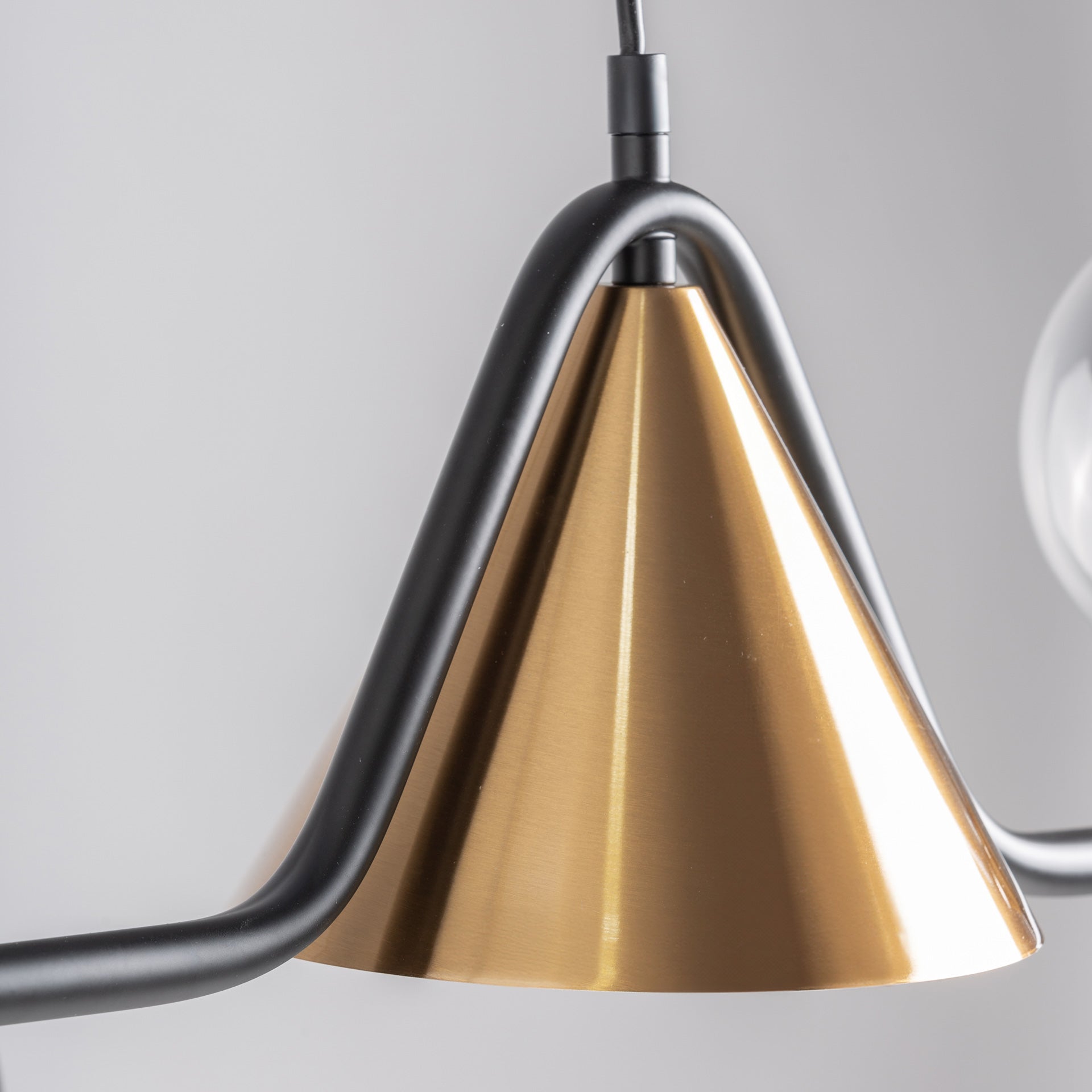 Grey Crystal Ceiling Lamp with Copper & Black Iron