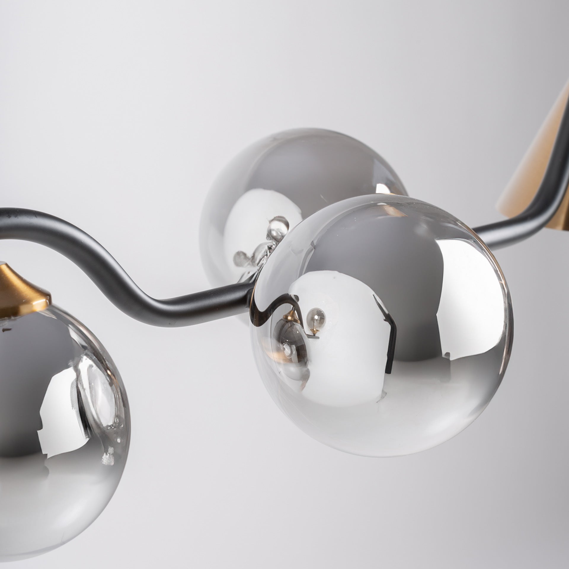 Grey Crystal Ceiling Lamp with Copper & Black Iron