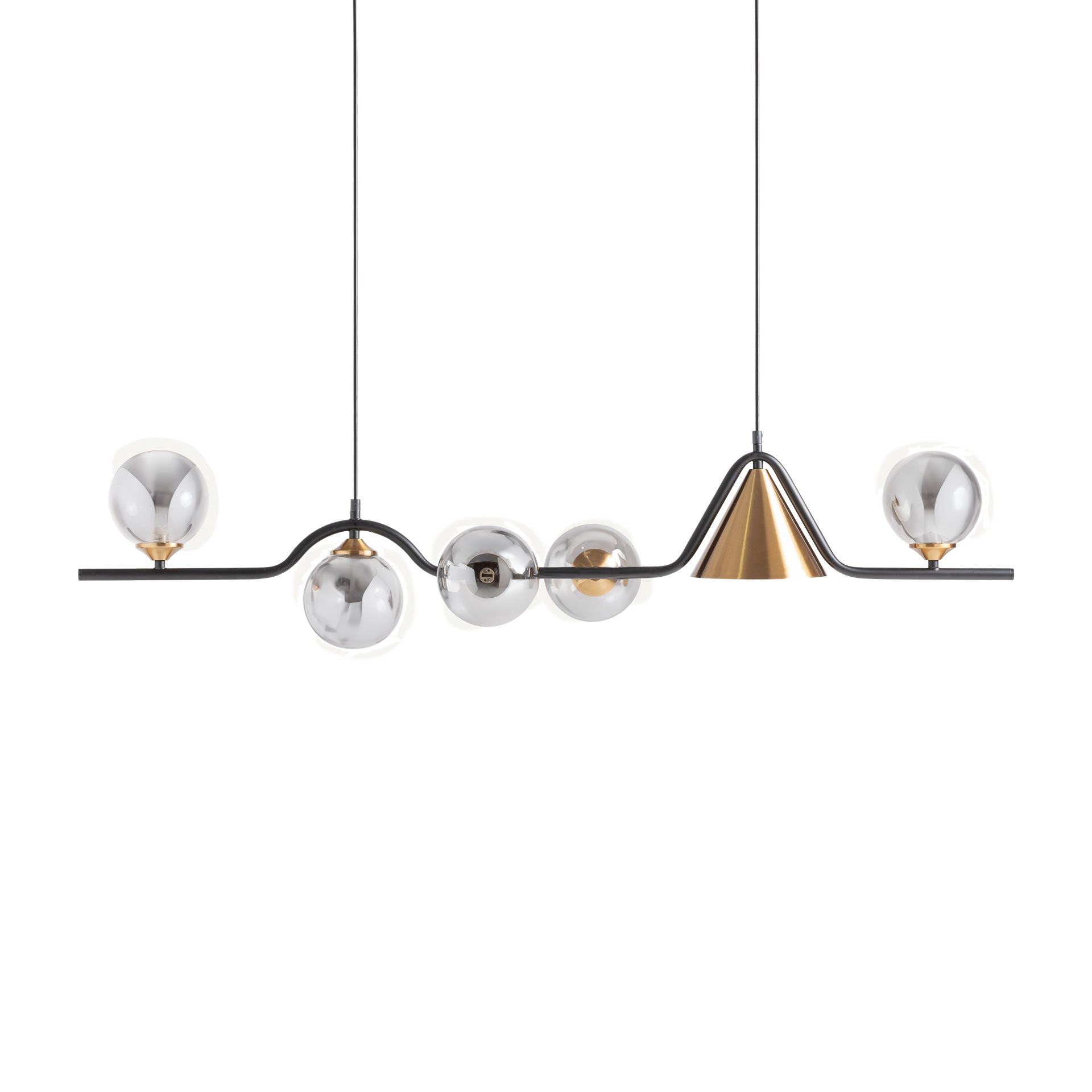 Grey Crystal Ceiling Lamp with Copper & Black Iron