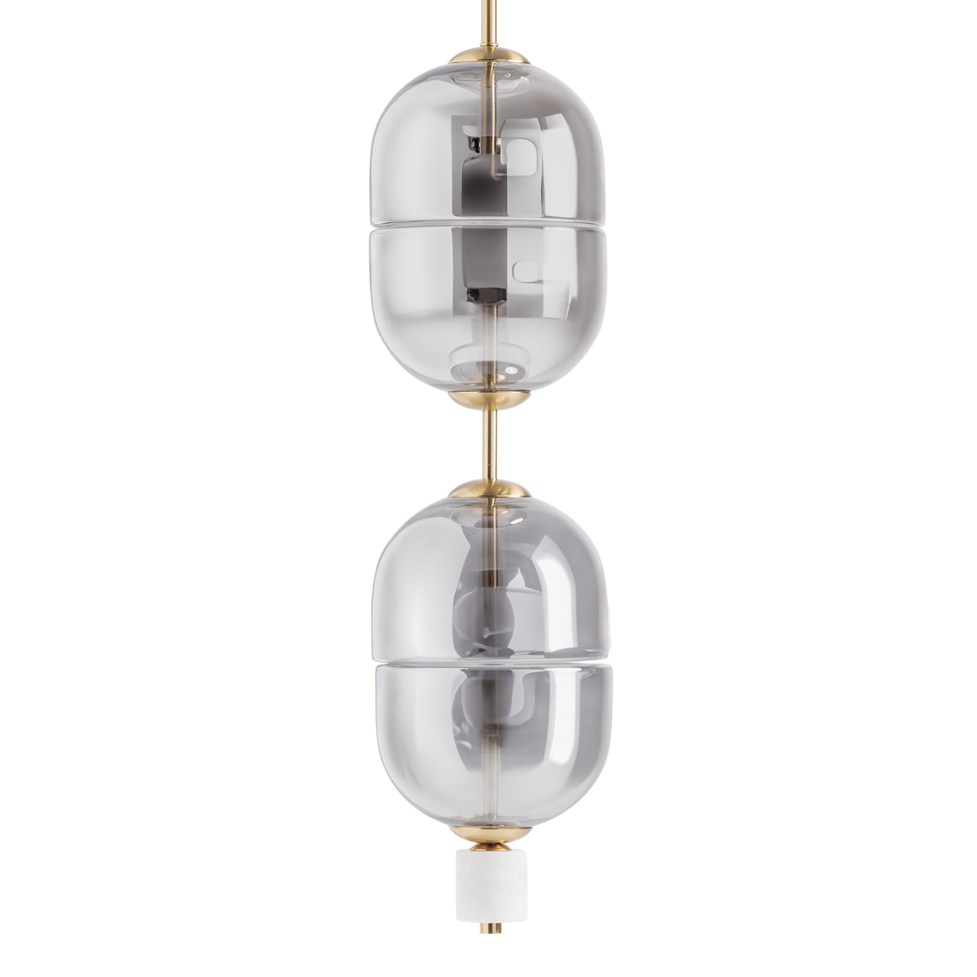 Grey Crystal Ceiling Lamp with Gold Steel Finish
