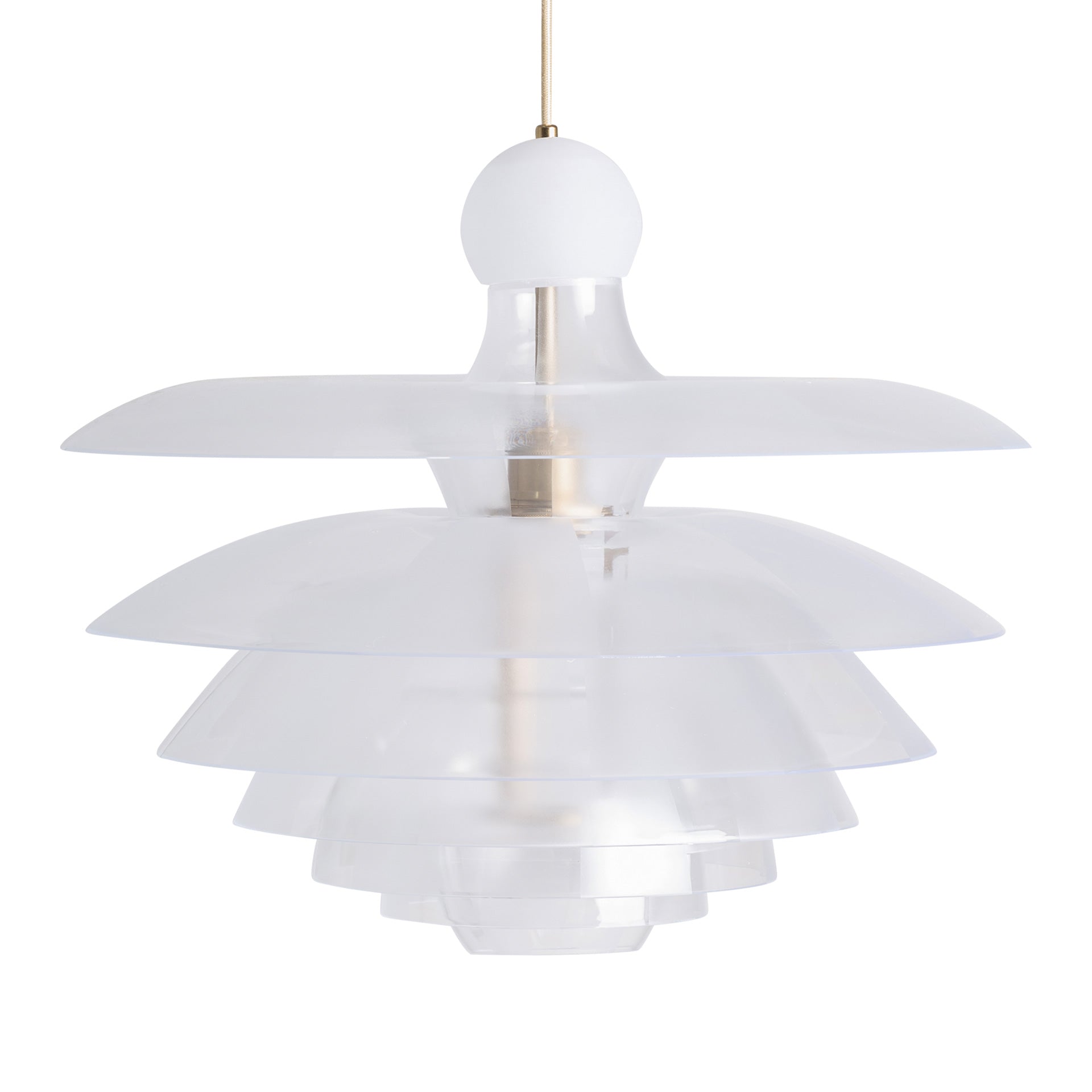 White Acrylic Ceiling Lamp with Gold Iron Finish