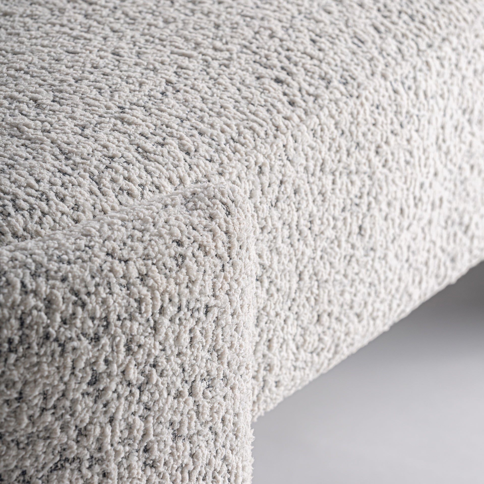 Cades Contemporary Bed Foot Stool - Off White Marbled Polyester & Ash Wood