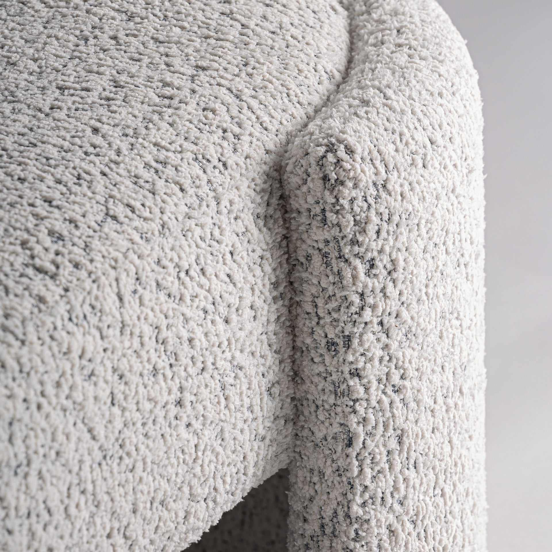 Cades Contemporary Bed Foot Stool - Off White Marbled Polyester & Ash Wood
