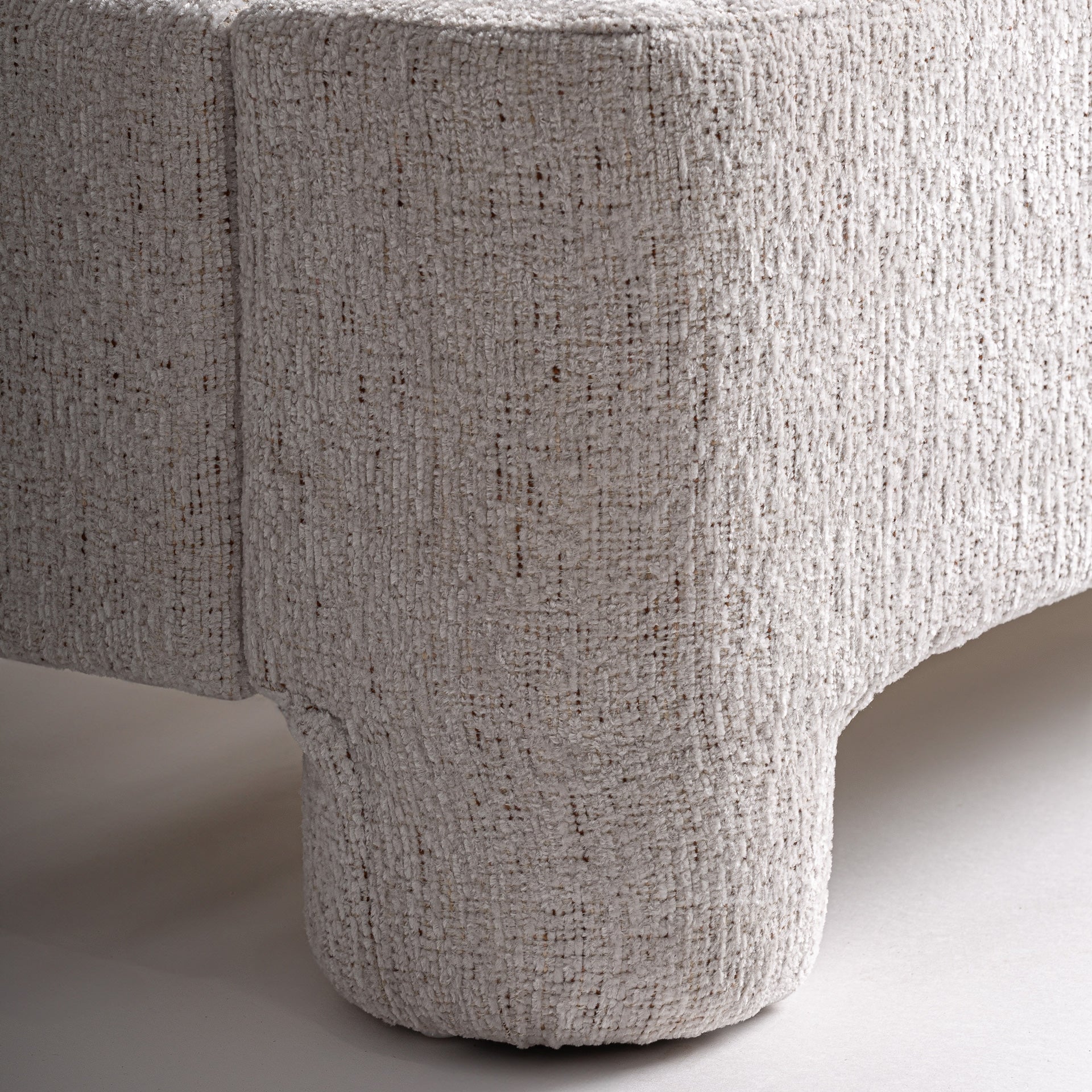 Alevia Contemporary Upholstered Bed Frame - Beige Marbled Polyester & Ash Wood