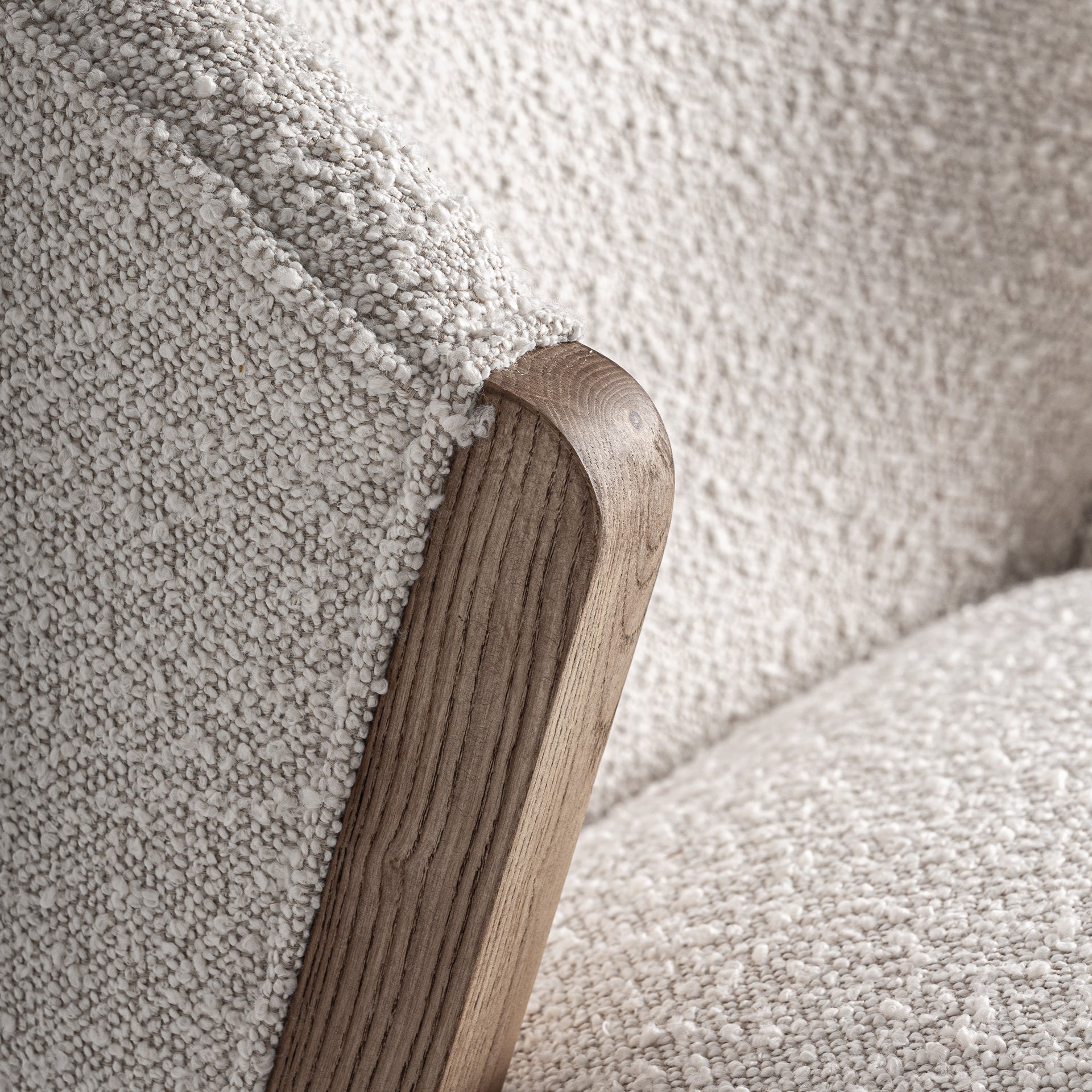 Gueret Contemporary Bouclé Chair - Brown Pine & Off-White Cotton