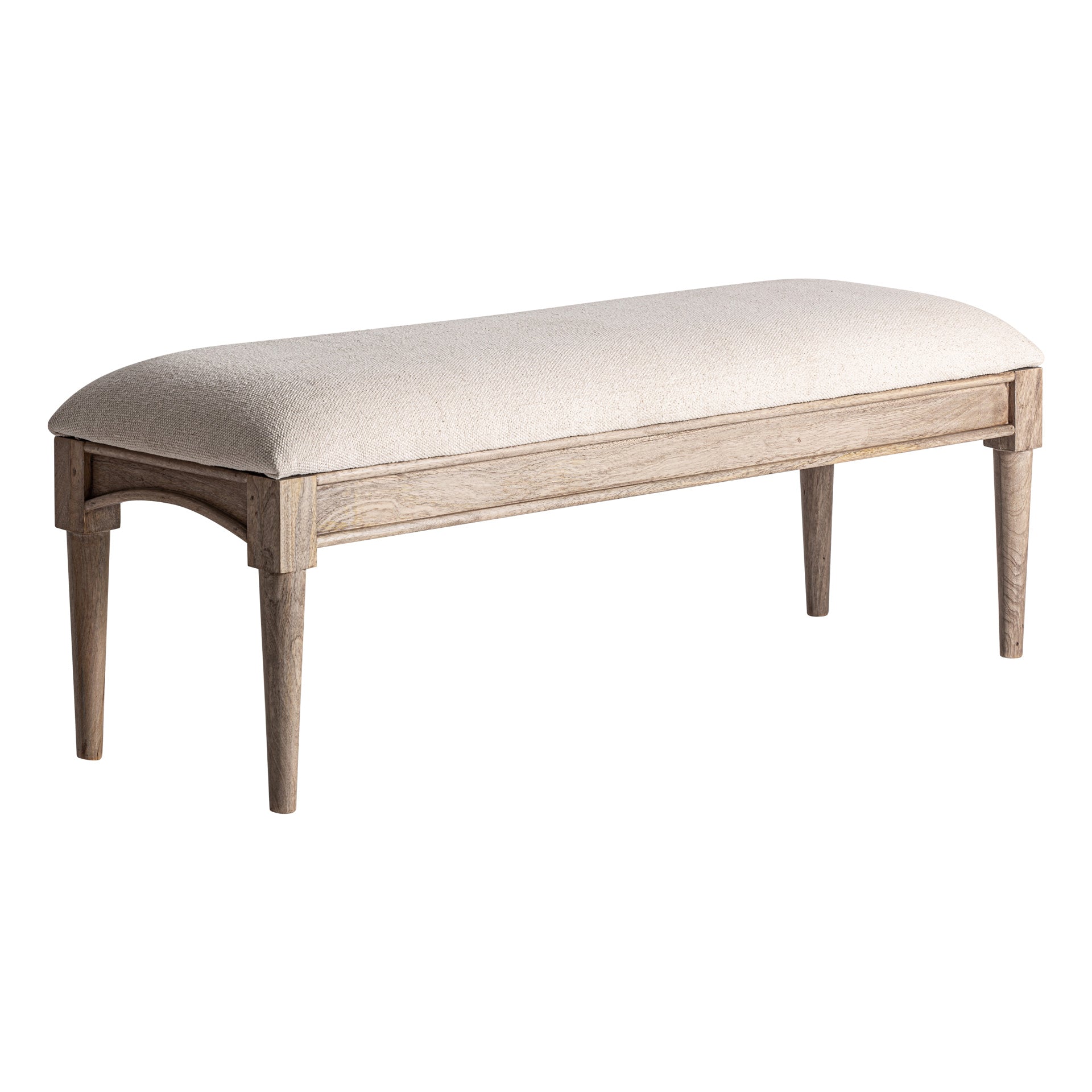 Verac Mango Wood Bench with Beige Jute Cushion
