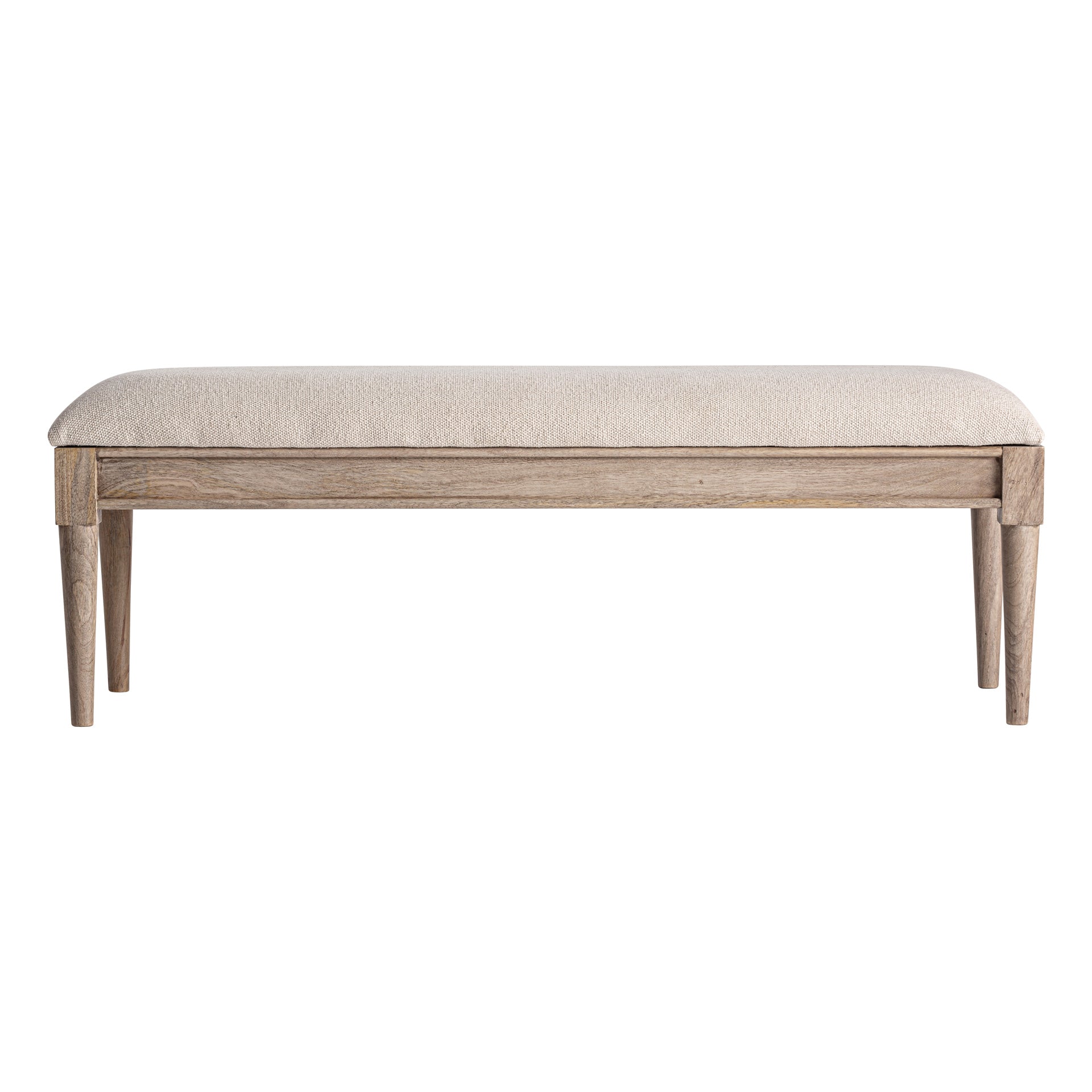 Verac Mango Wood Bench with Beige Jute Cushion